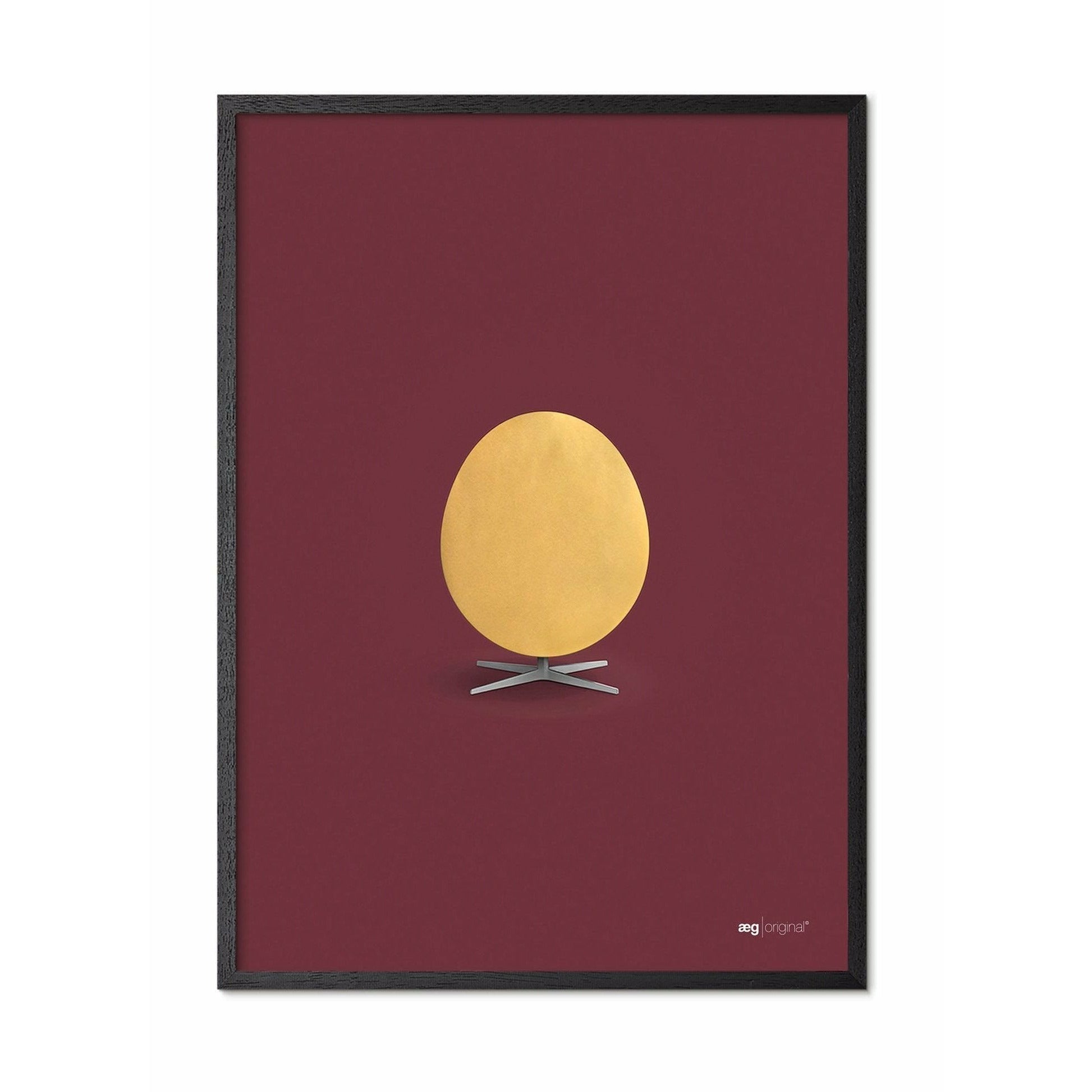 Brainchild Egg Poster, frame in zwart gelakt hout 50x70 cm, goud/bordeaux achtergrond