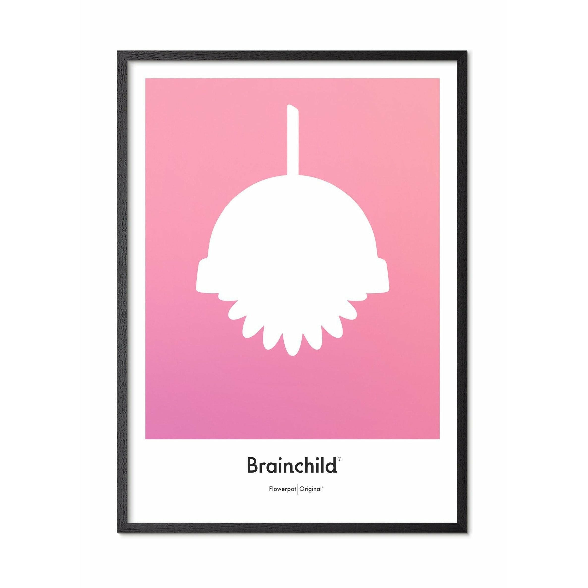 [product_category]-Brainchild Flowerpot Design Icon Poster, Frame In Black Lacquered Wood 70x100 Cm, Pink-Brainchild-IF-81004-C-BRA-1