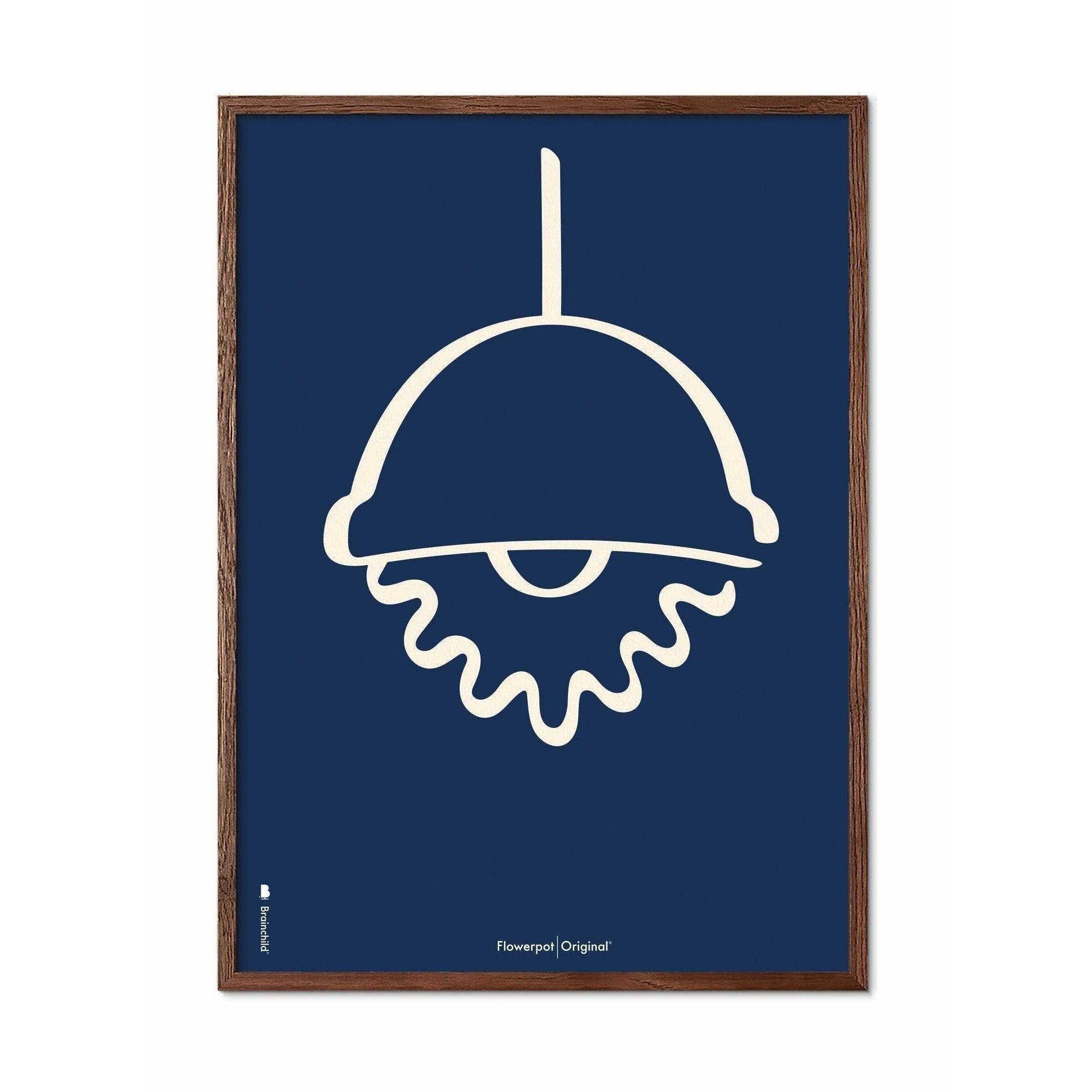 [product_category]-Brainchild Flowerpot Line Poster, Dark Wood Frame A5, Blue Background-Brainchild-B-81001-B-BRA-1