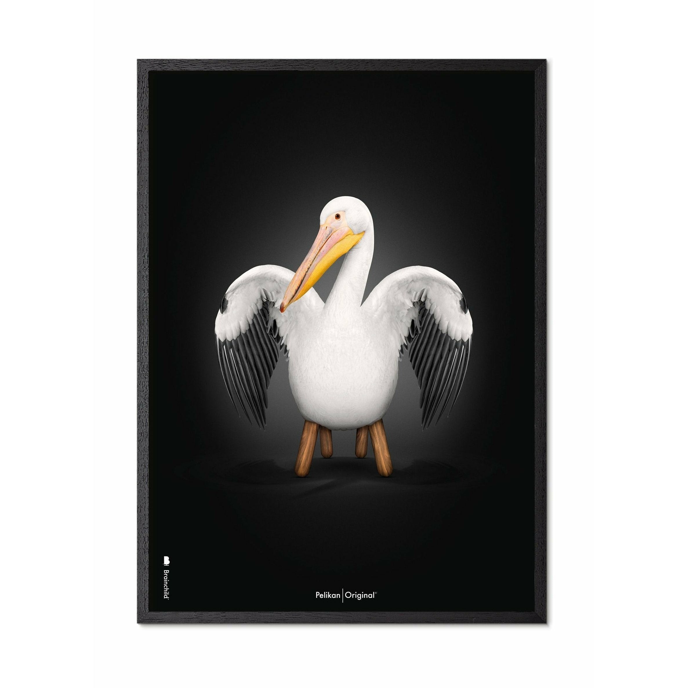 [product_category]-Brainchild Pelikan Classic Poster, Frame In Black Lacquered Wood 30x40 Cm, Black Background-Brainchild-91002-C-BRA-1