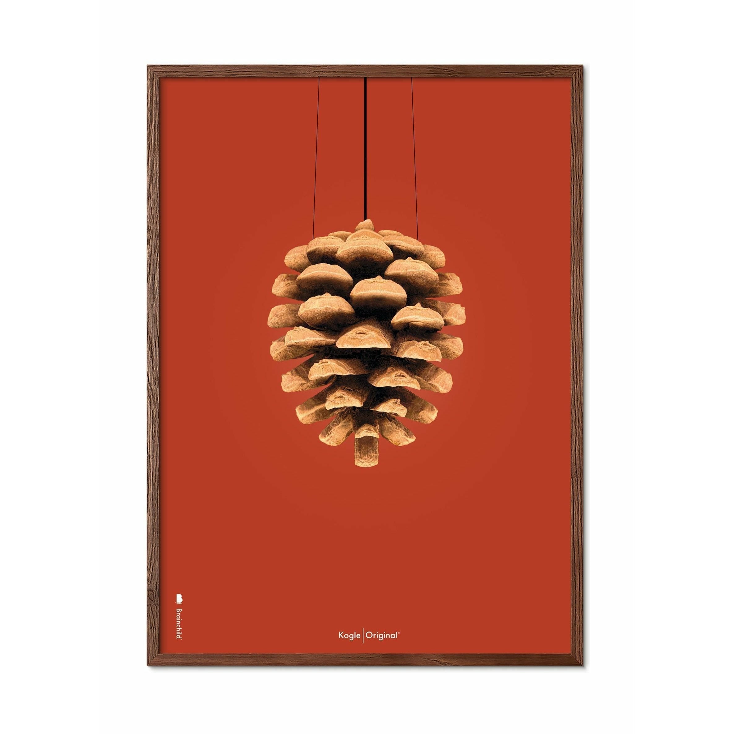 [product_category]-Brainchild Pine Cone Classic Poster, Dark Wood Frame 70 X100 Cm, Red Background-Brainchild-25004-B-BRA-1