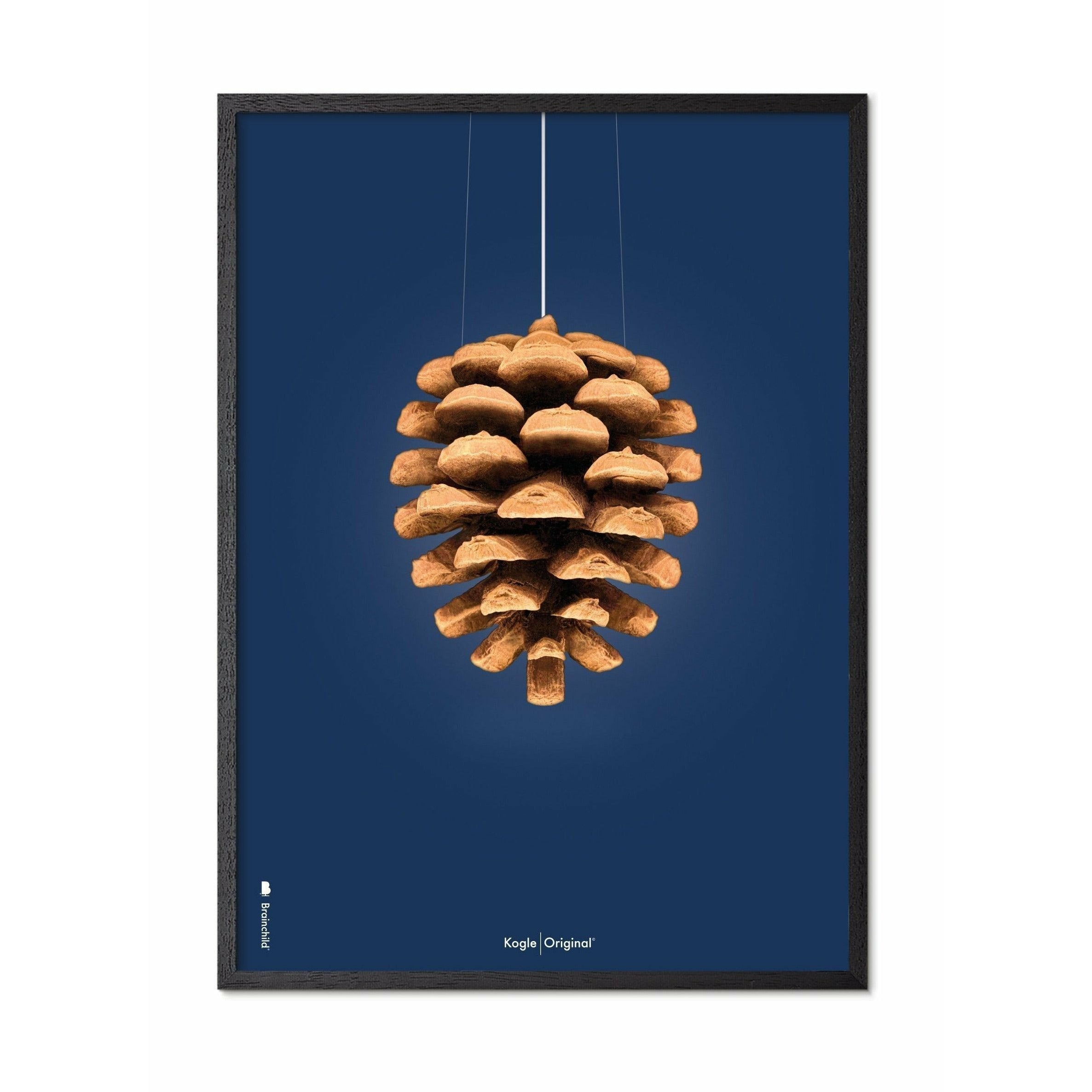 [product_category]-Brainchild Pine Cone Classic Poster, Frame In Black Lacquered Wood 50x70 Cm, Dark Blue Background-Brainchild-26003-C-BRA-1