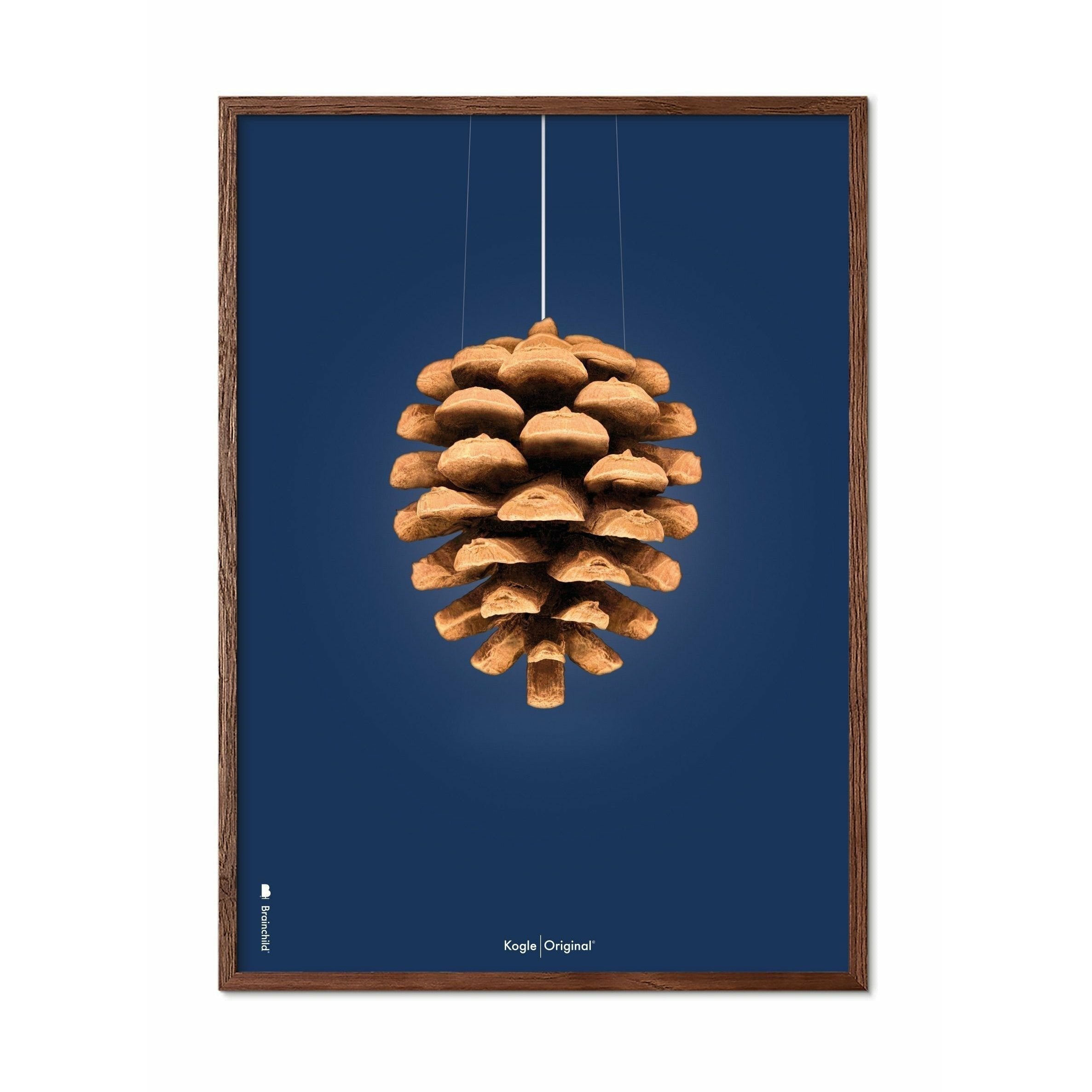 [product_category]-Brainchild Pine Cone Classic Poster, Frame Made Of Dark Wood 30x40 Cm, Dark Blue Background-Brainchild-26002-B-BRA-1