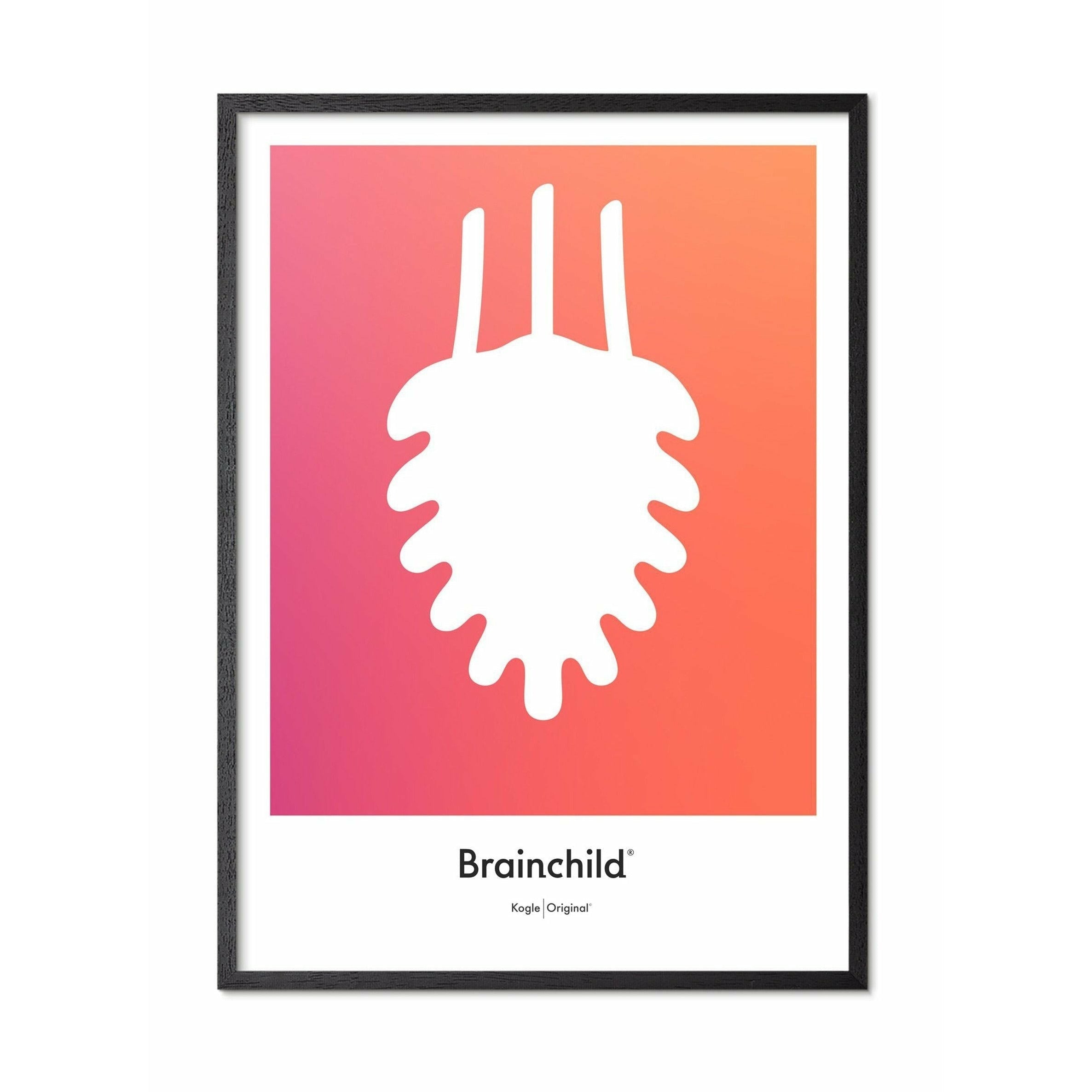 [product_category]-Brainchild Pine Cone Design Icon Poster, Frame Made Of Black Lacquered Wood 50x70 Cm, Orange-Brainchild-IF-21003-C-BRA-1