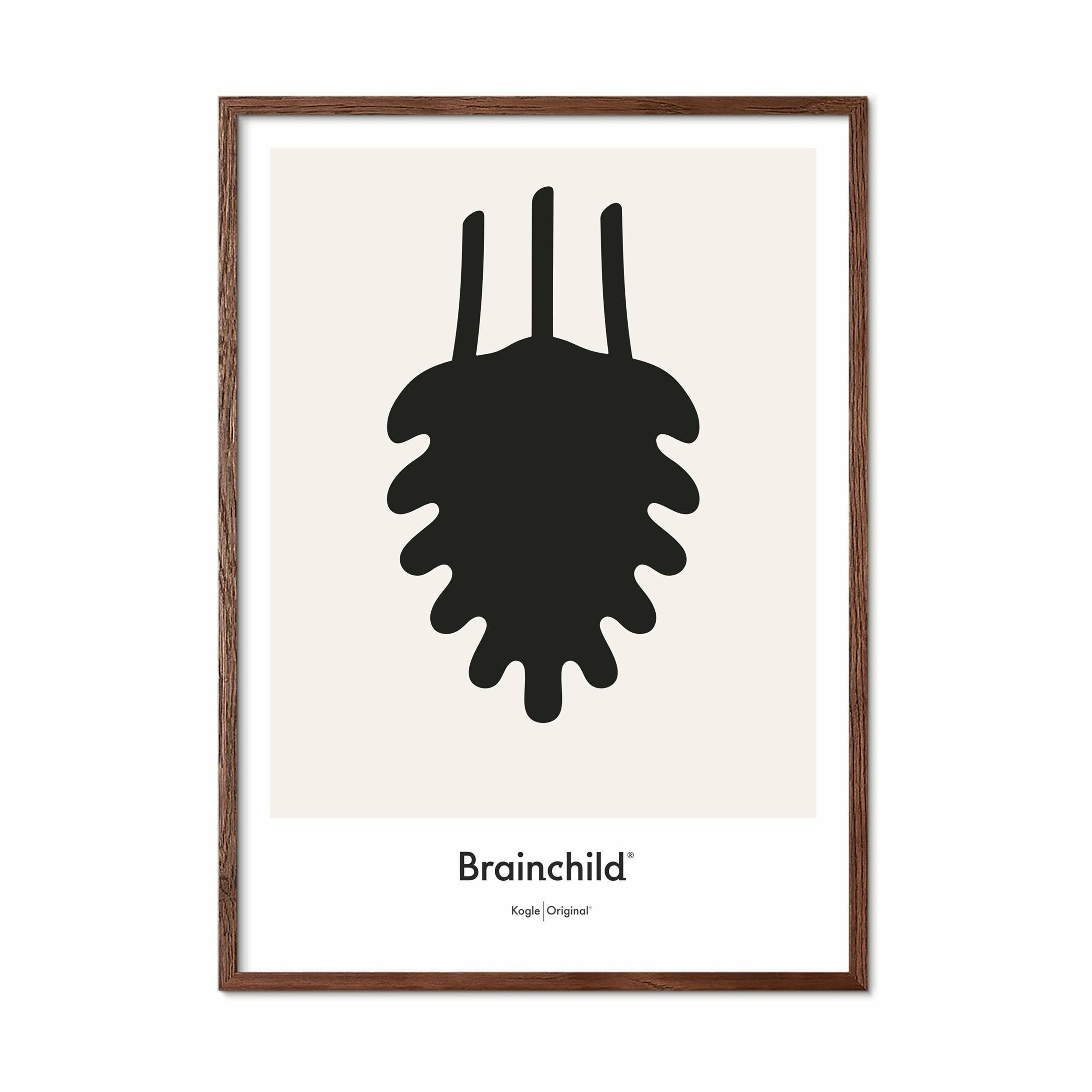 [product_category]-Brainchild Pine Cone Design Icon Poster, Frame Made Of Dark Wood 50x70 Cm, Grey-Brainchild-IG-21003-B-BRA-1