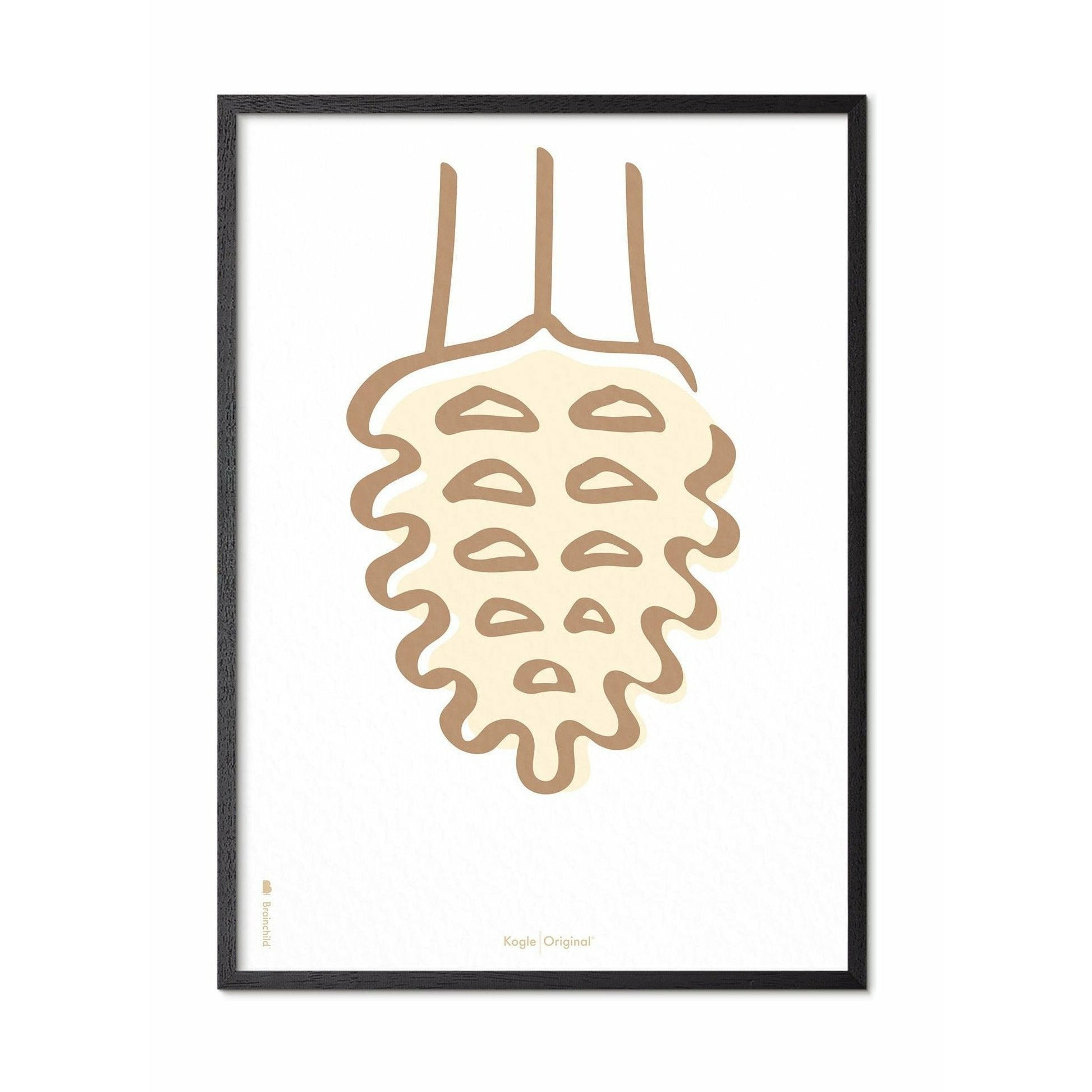 [product_category]-Brainchild Pine Cone Line Poster, Frame In Black Lacquered Wood 50x70 Cm, White Background-Brainchild-SH-21003-C-BRA-1