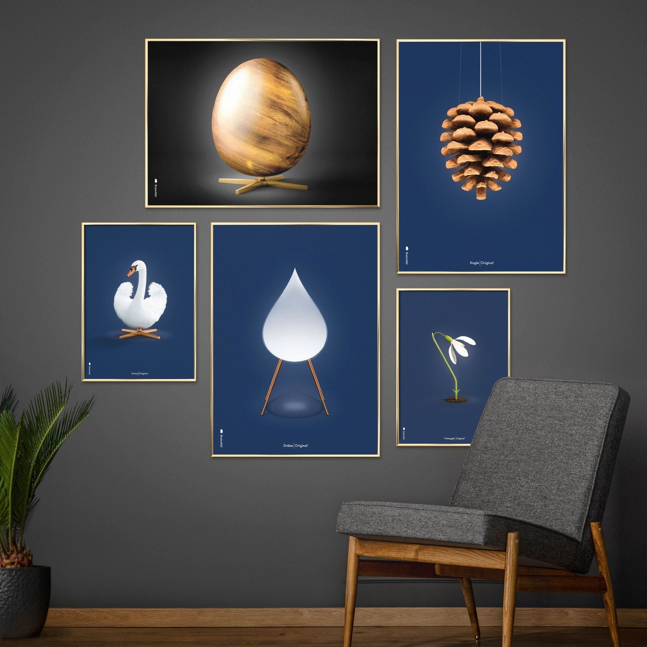 [product_category]-Brainchild Snowdrop Classic Poster, Brass Frame 70 X100 Cm, Dark Blue Background-Brainchild-64004-D-BRA-3