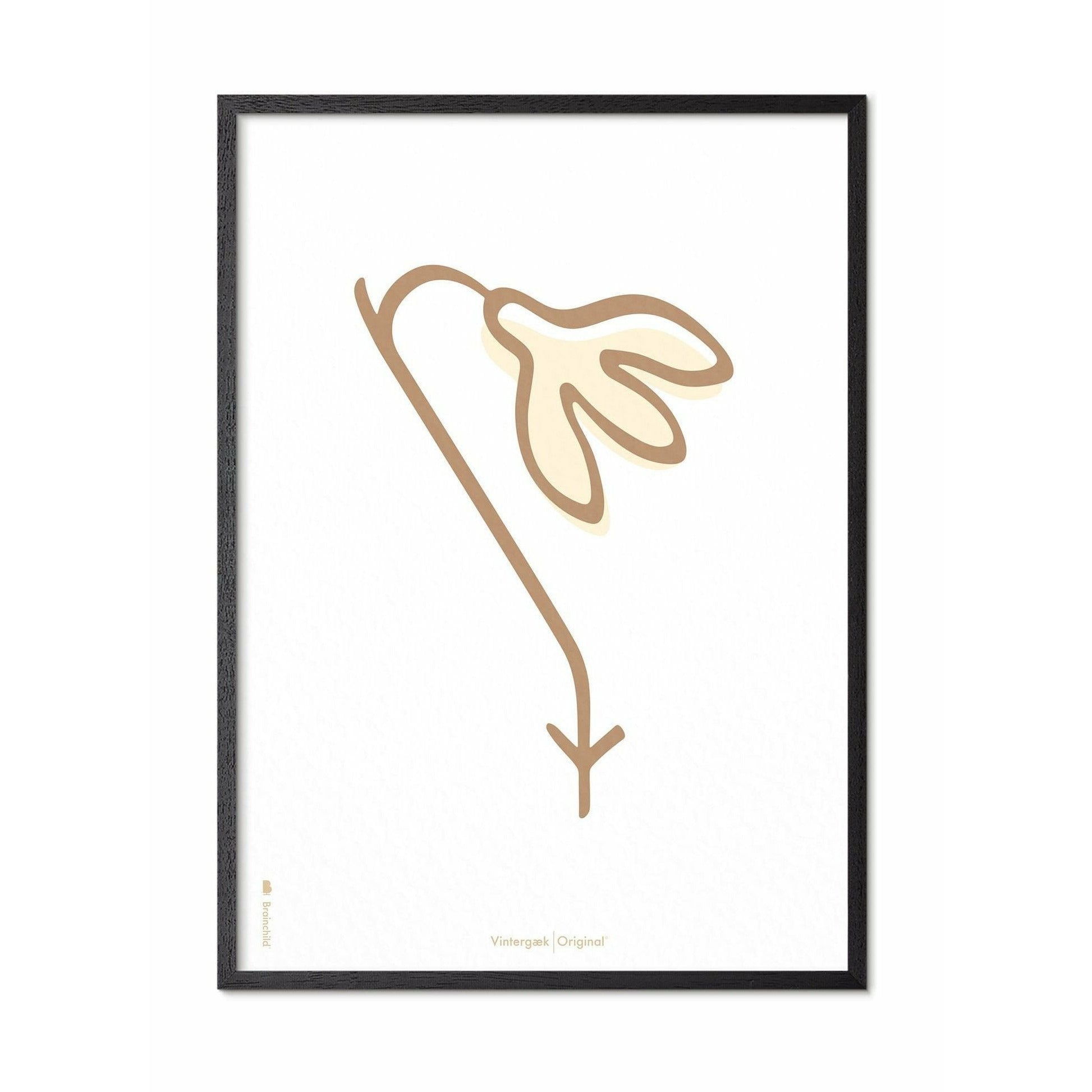 [product_category]-Brainchild Snowdrop Line Poster, Frame In Black Lacquered Wood 50x70 Cm, White Background-Brainchild-SH-61003-C-BRA-1