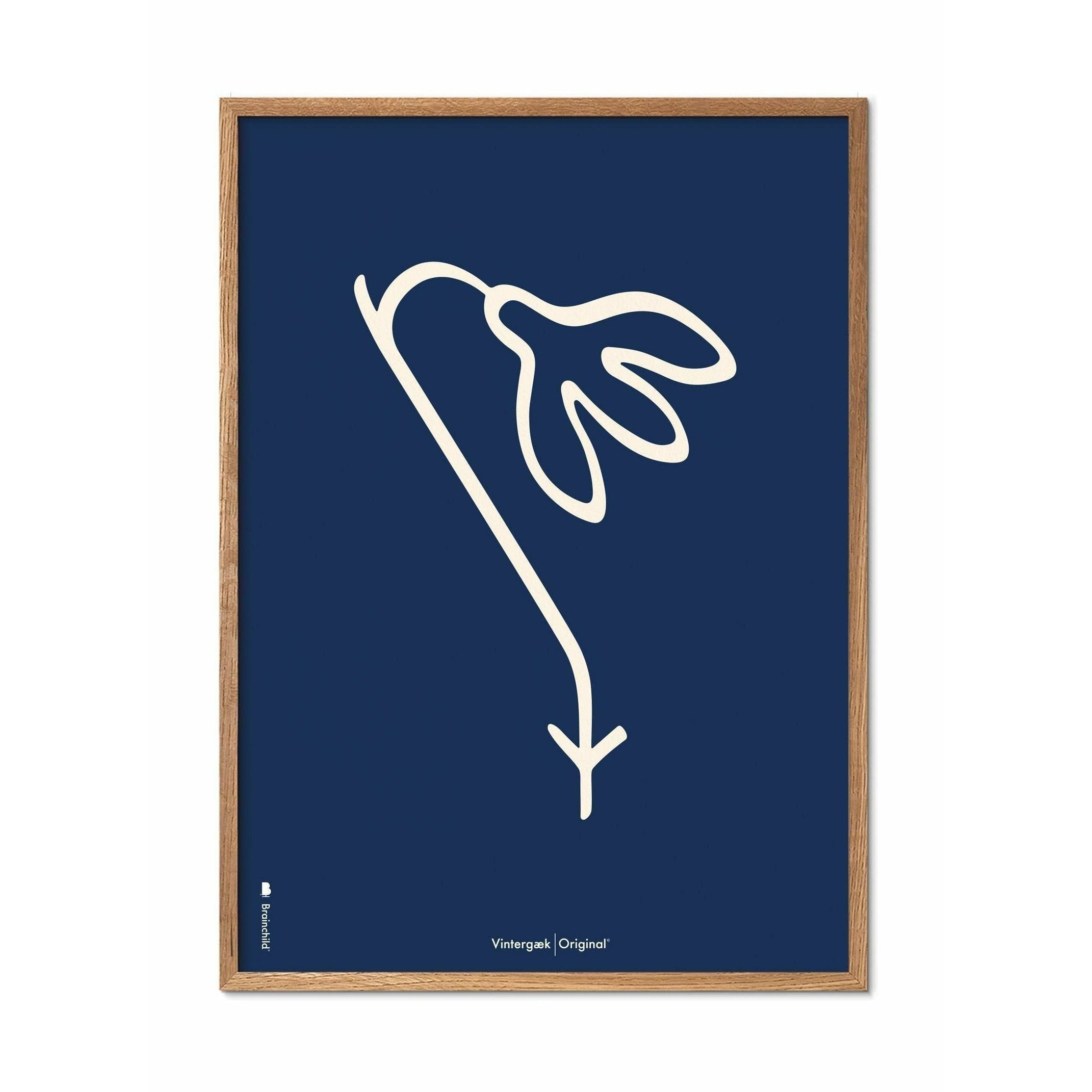 [product_category]-Brainchild Snowdrop Line Poster, Frame Made Of Light Wood 30x40 Cm, Blue Background-Brainchild-B-61002-A-BRA-1