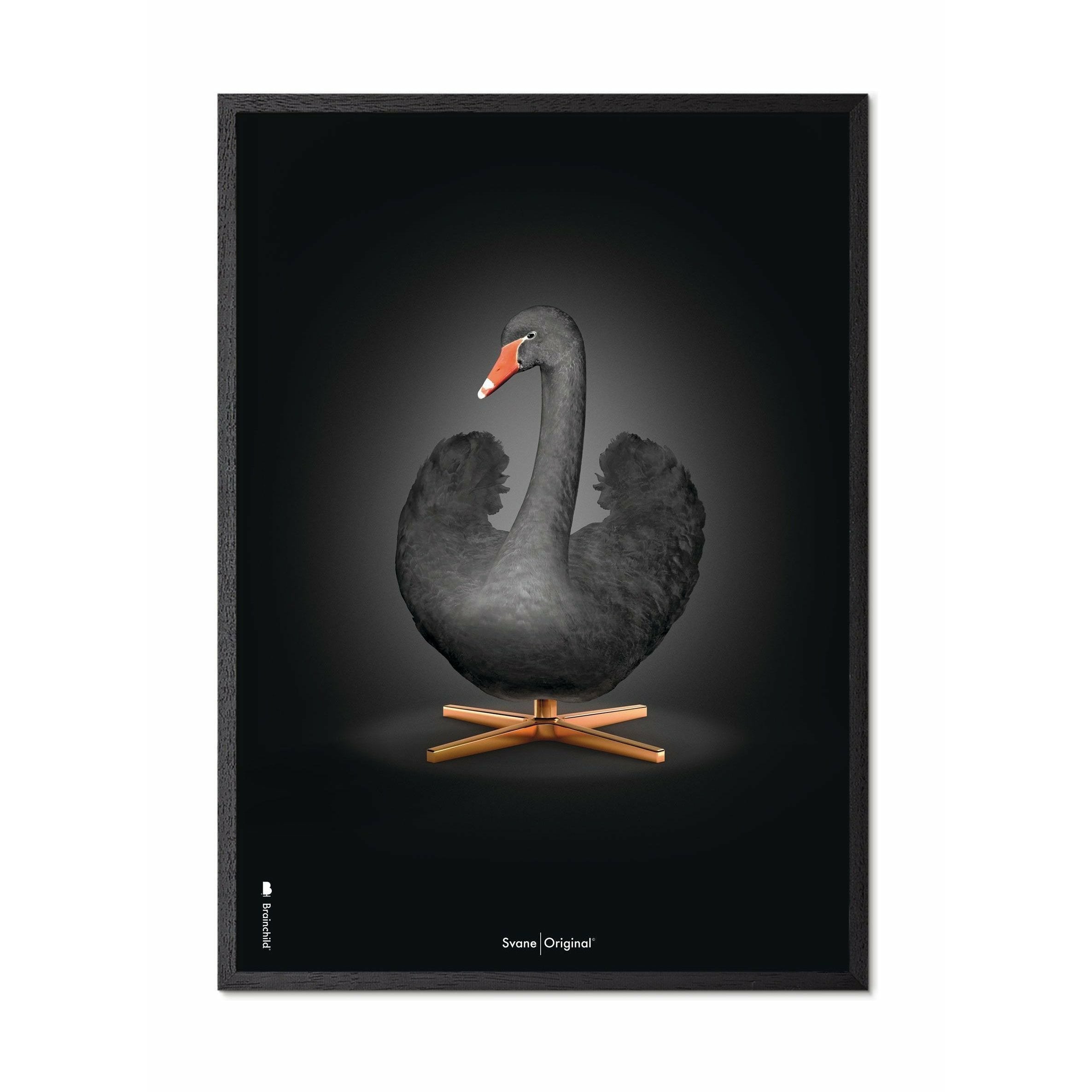 [product_category]-Brainchild Swan Classic Poster, Frame In Black Lacquered Wood 30x40 Cm, Black/Black Background-Brainchild-31002-C-BRA-1