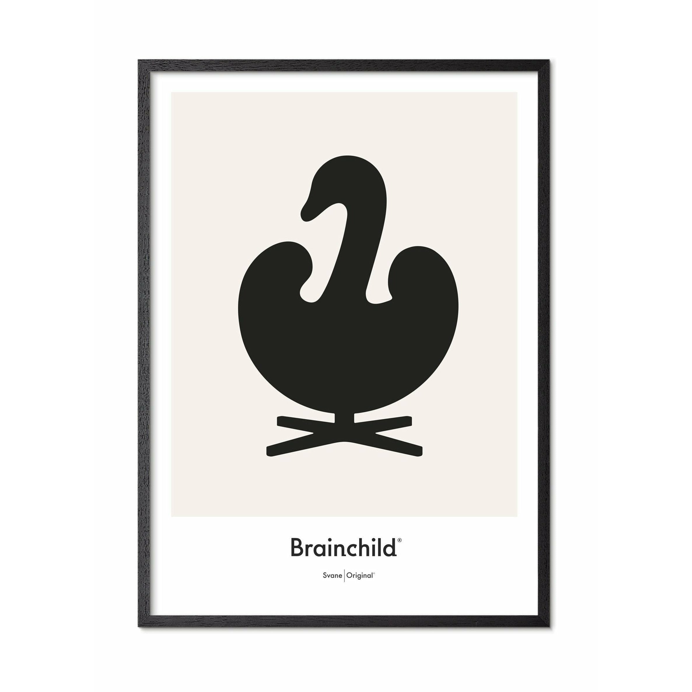 [product_category]-Brainchild Swan Design Icon Poster, Frame Made Of Black Lacquered Wood 50x70 Cm, Grey-Brainchild-IG-31003-C-BRA-1