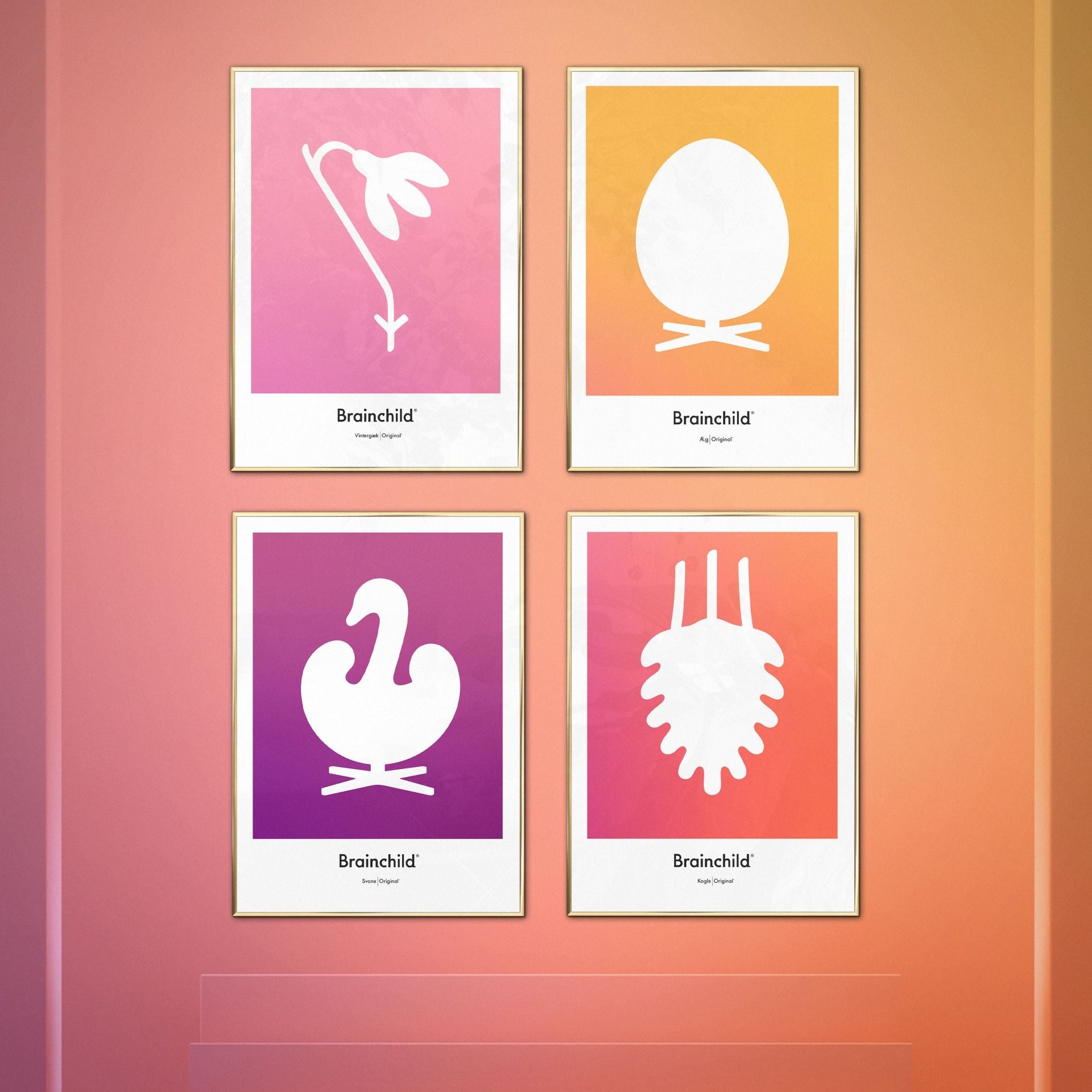 [product_category]-Brainchild Swan Design Icon Poster, Frame Made Of Light Wood 50 X70 Cm, Purple-Brainchild-IF-31003-A-BRA-8