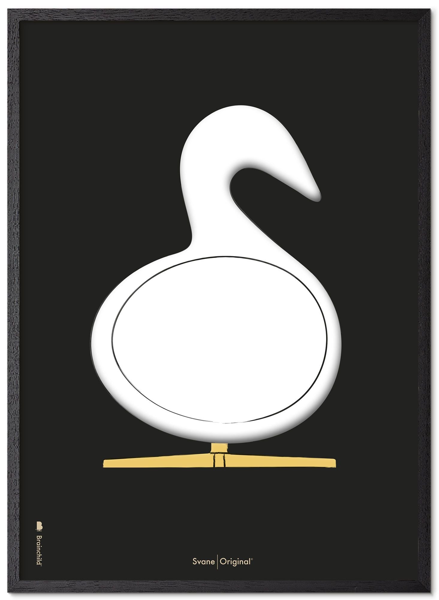 Brainchild Swan Design Sketch Plakat Ramme lavet af sort lakeret træ 30x40 cm, sort baggrund