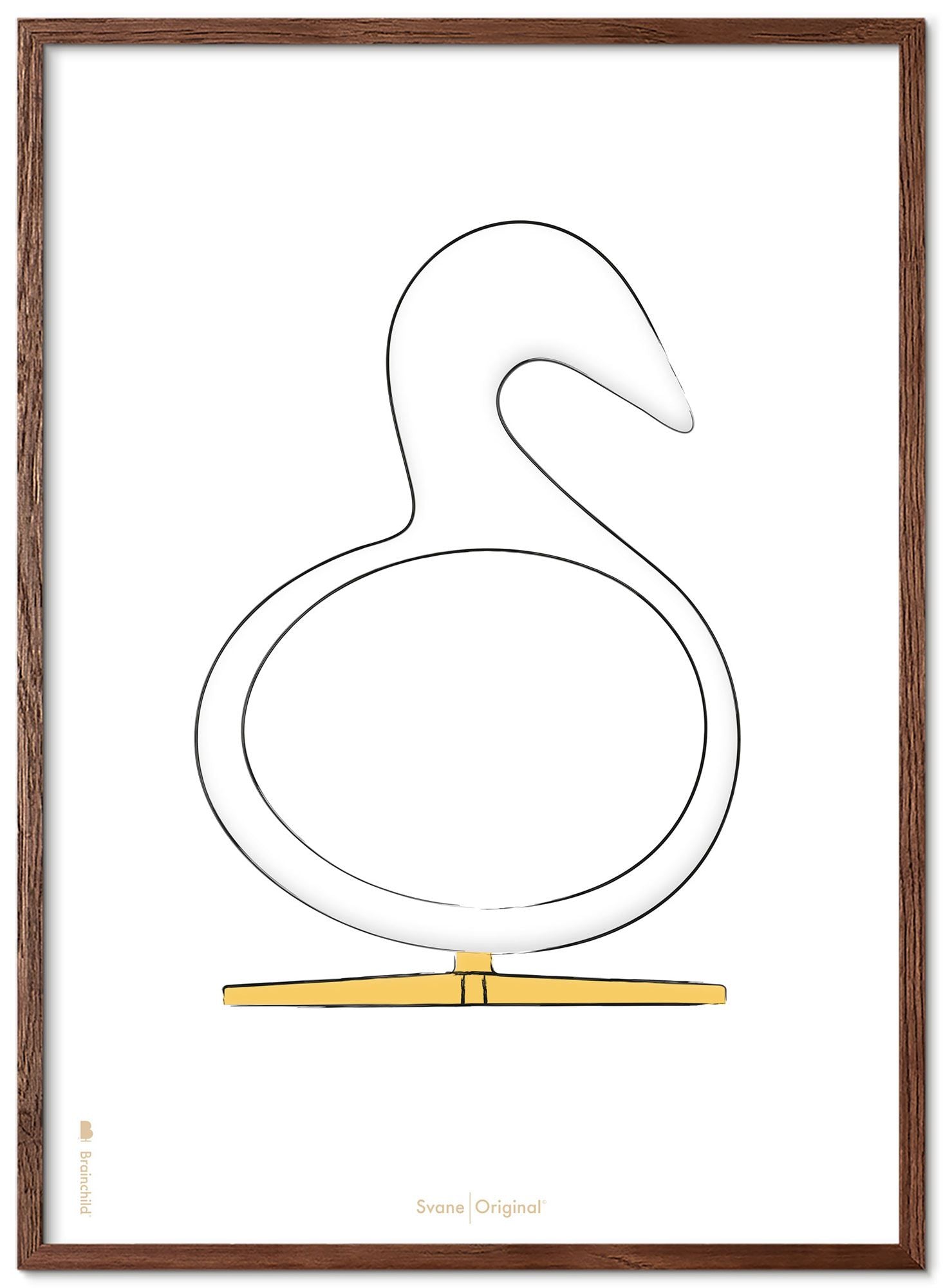 [product_category]-Brainchild Swan Design Sketch Poster Frame Made Of Dark Wood 50x70 Cm, White Background-Brainchild-S-21003-B-BRA-1