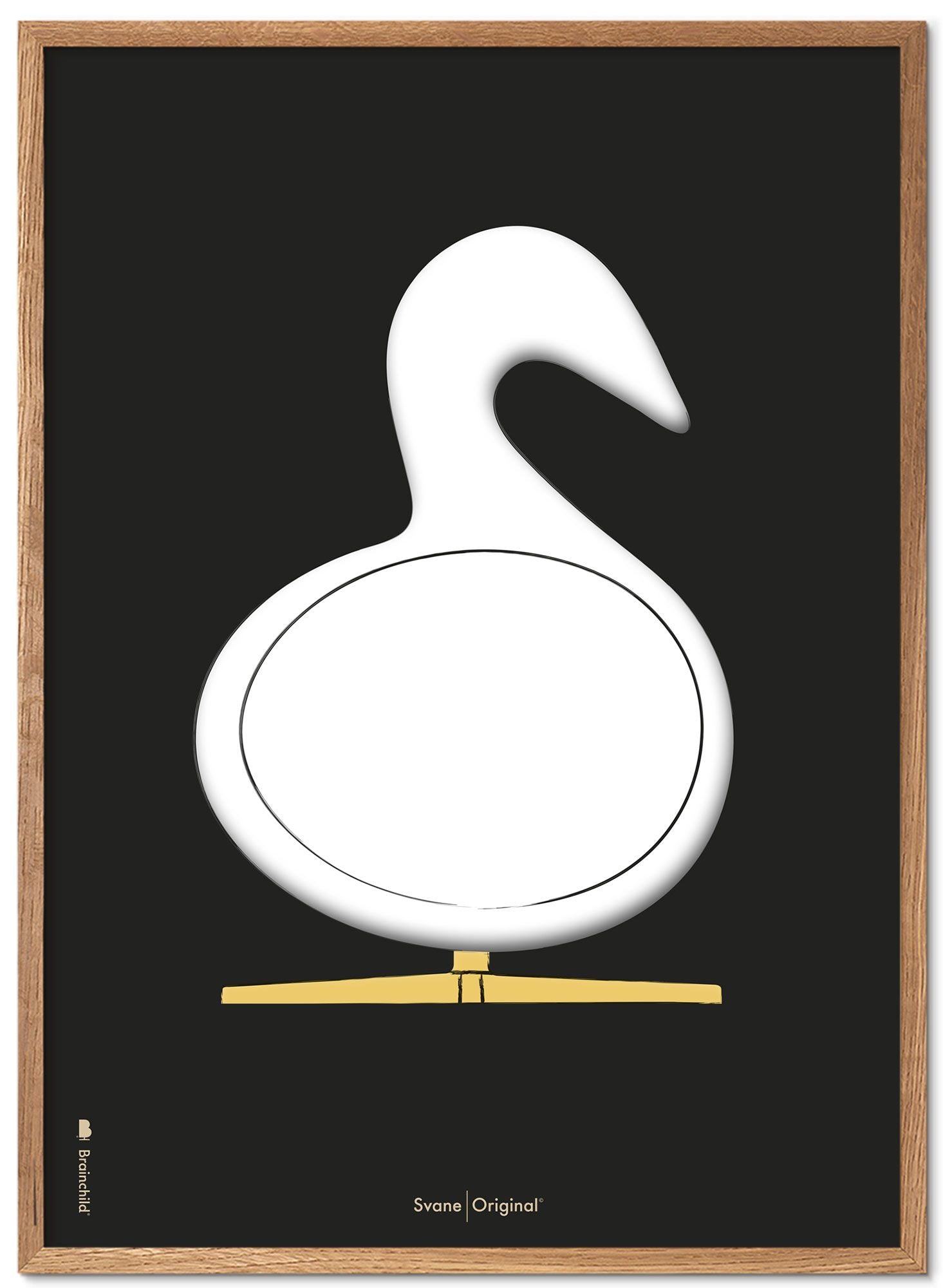 [product_category]-Brainchild Swan Design Sketch Poster Frame Made Of Light Wood 30x40 Cm, Black Background-Brainchild-S-230002-A-BRA-1