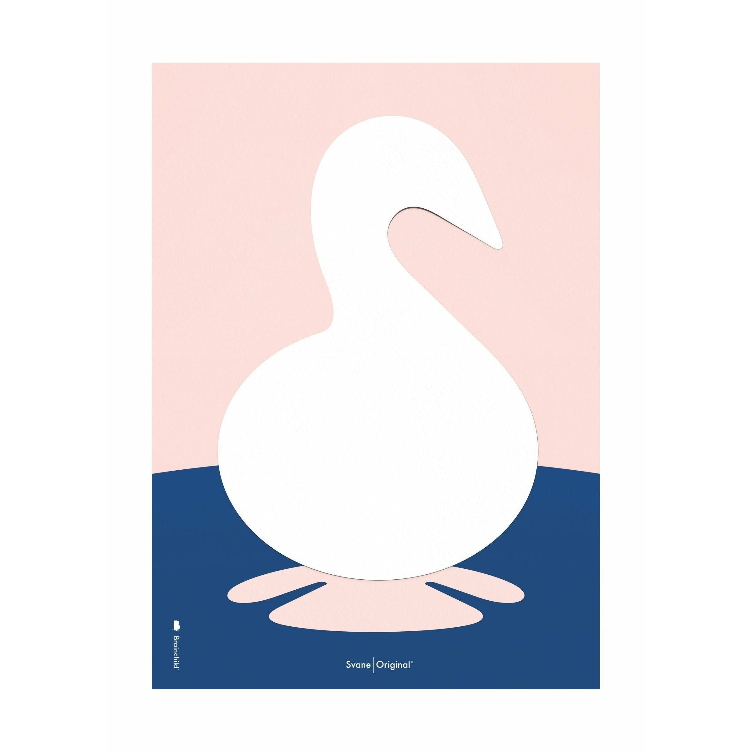 Póster de clip de papel de Swan de creación sin marco A5, fondo rosa