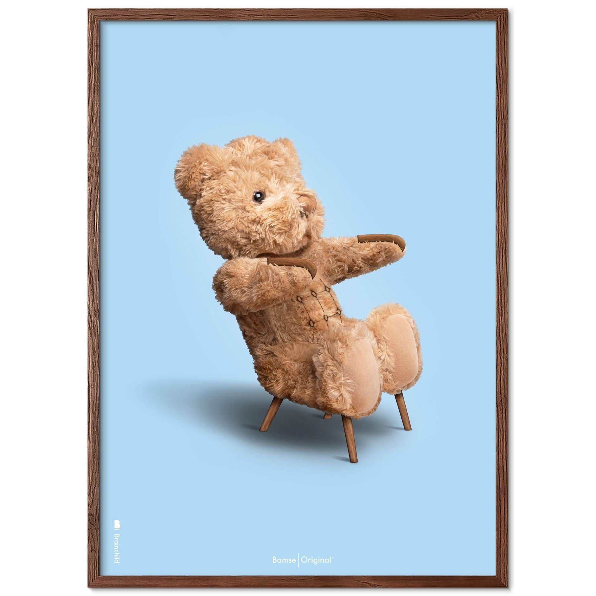 [product_category]-Brainchild Teddy Bear Classic Poster Dark Wood Frame Ram A5, Light Blue Background-Brainchild-77001-B-BRA-3