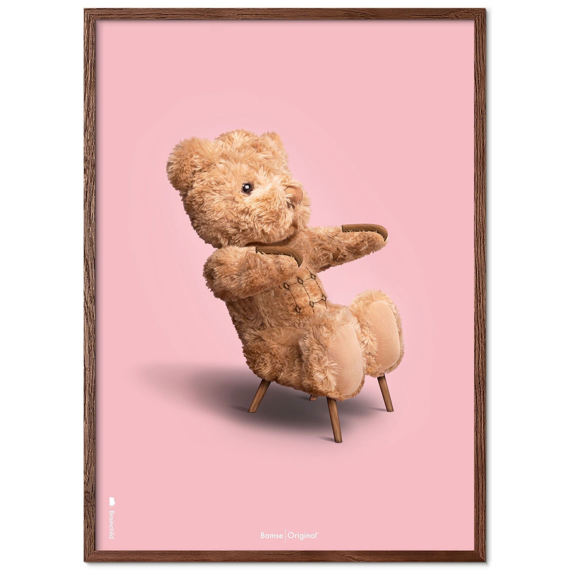 [product_category]-Brainchild Teddy Bear Classic Poster Dark Wood Frame Ram A5, Pink Background-Brainchild-78001-B-BRA-3