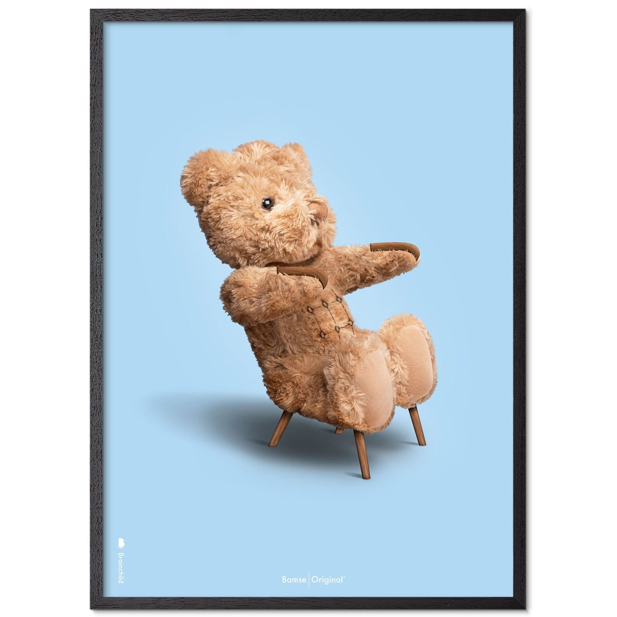 [product_category]-Brainchild Teddy Bear Classic Poster Frame In Black Lacquered Wood A5, Light Blue Background-Brainchild-77001-C-BRA-3