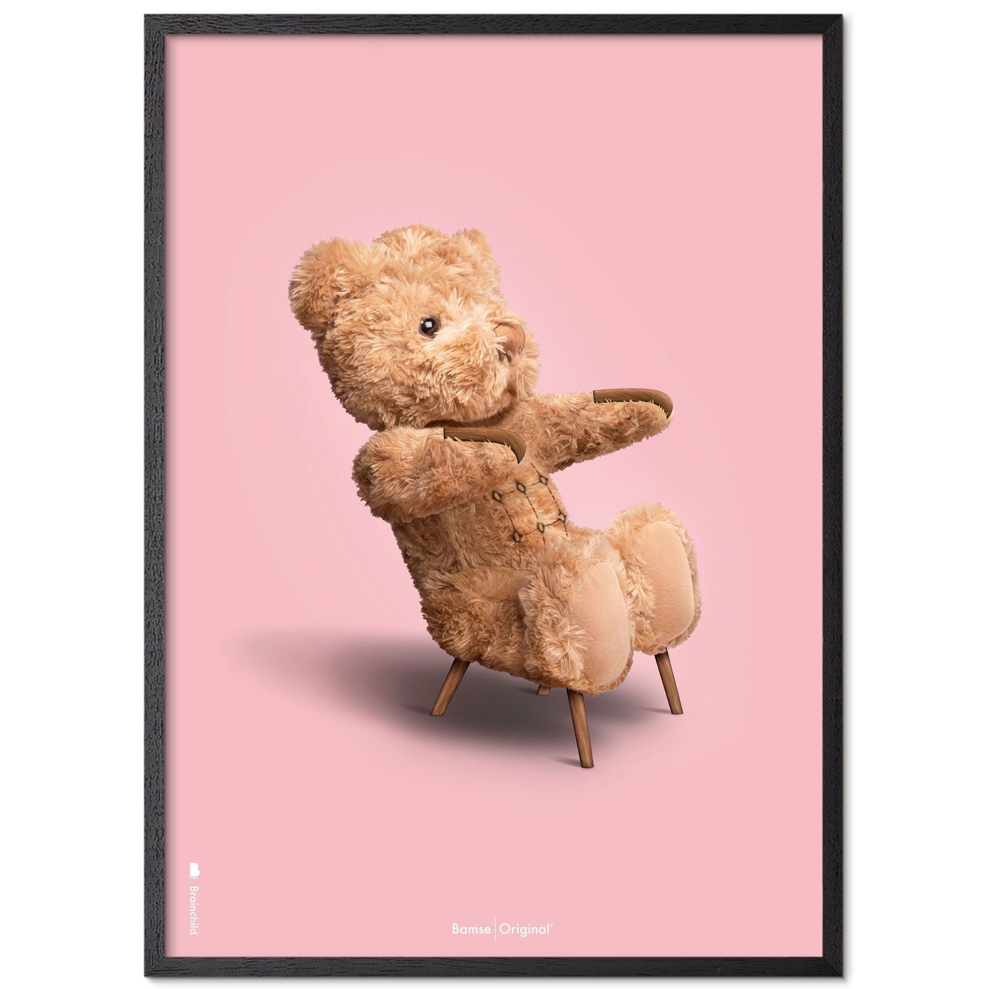 [product_category]-Brainchild Teddy Bear Classic Poster Frame Made Of Black Lacquered Wood 30x40 Cm, Pink Background-Brainchild-78002-C-BRA-3