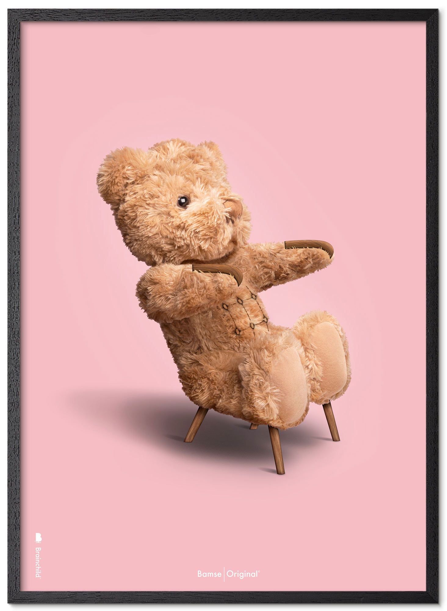 [product_category]-Brainchild Teddy Bear Classic Poster Frame Made Of Black Lacquered Wood 50x70 Cm, Pink Background-Brainchild-78003-C-BRA-1