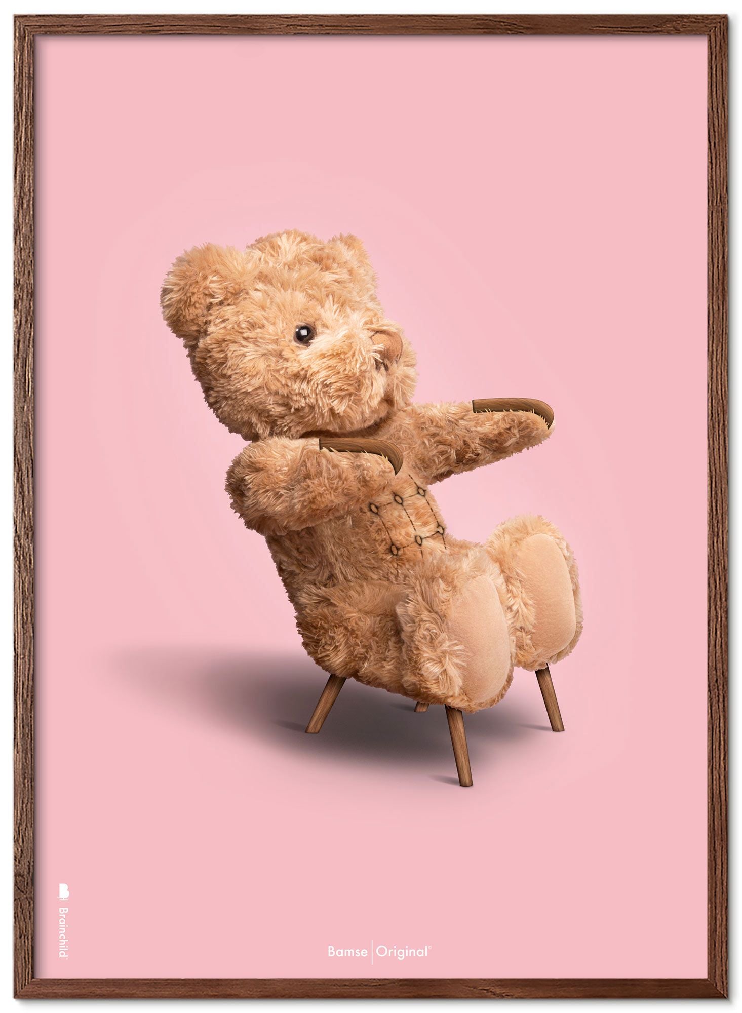 [product_category]-Brainchild Teddy Bear Classic Poster Frame Made Of Dark Wood Ram 30x40 Cm, Pink Background-Brainchild-78002-B-BRA-1