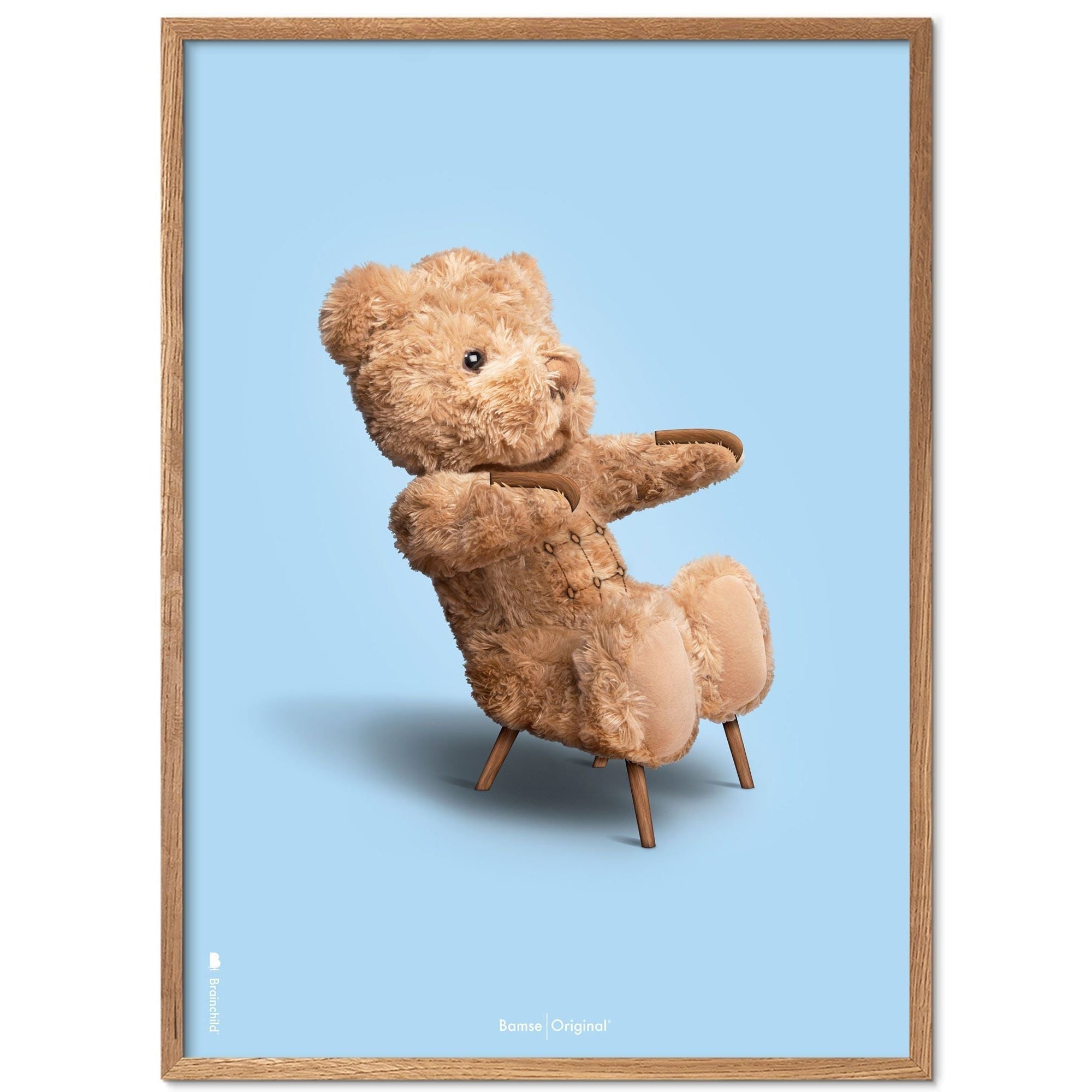 [product_category]-Brainchild Teddy Bear Classic Poster Frame Made Of Light Wood Ramme 30x40 Cm, Light Blue Background-Brainchild-77002-A-BRA-3