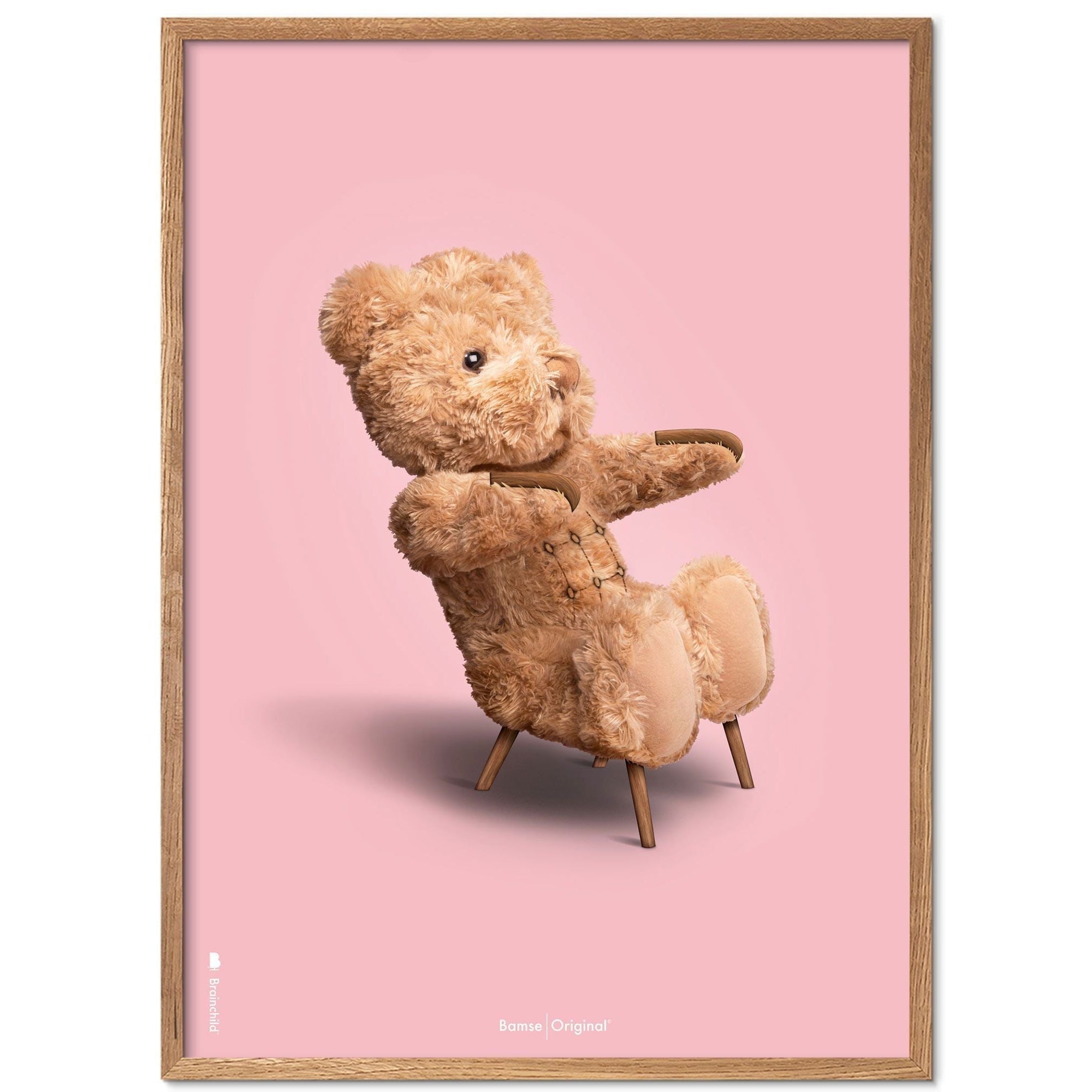 [product_category]-Brainchild Teddy Bear Classic Poster Frame Made Of Light Wood Ramme 70x100 Cm, Pink Background-Brainchild-78004-A-BRA-3