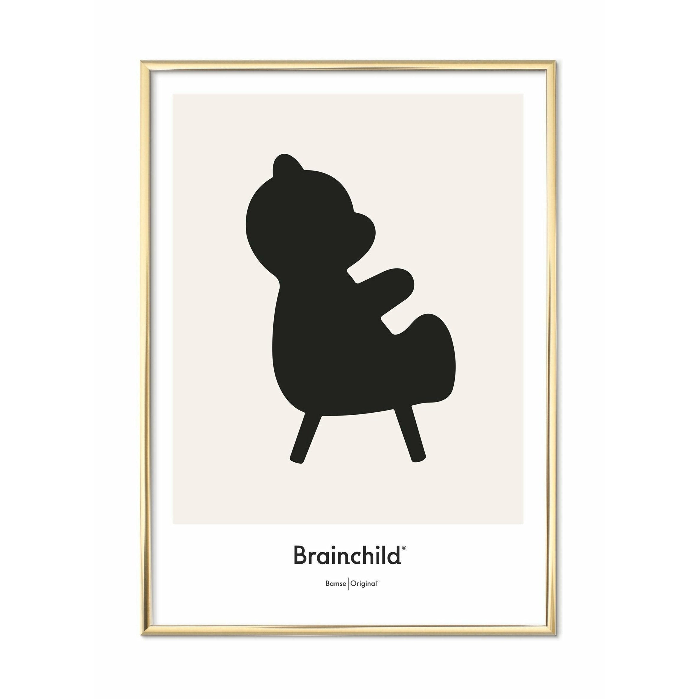 [product_category]-Brainchild Teddy Bear Design Icon Poster, Brass Frame A5, Grey-Brainchild-IG-71001-D-BRA-1