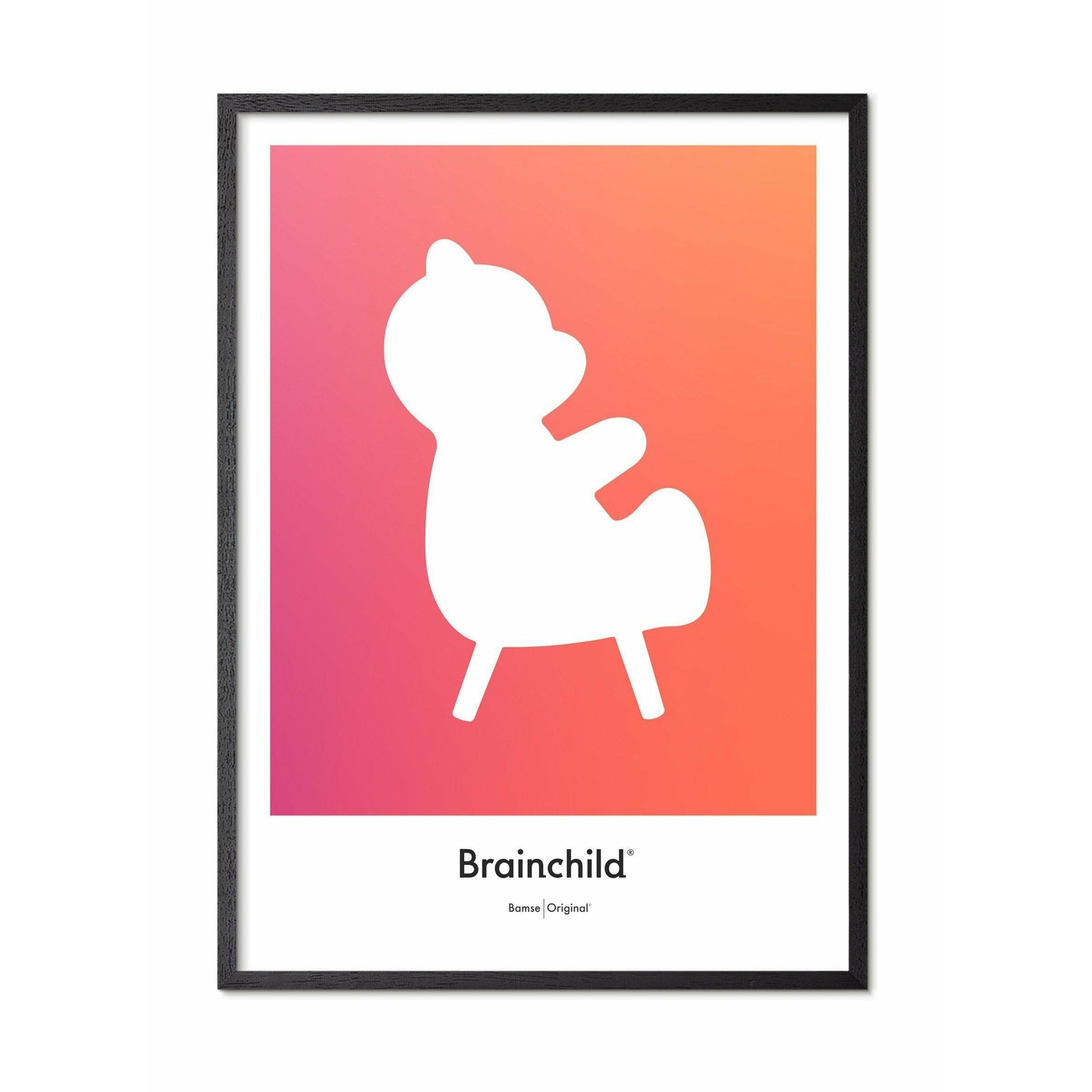 [product_category]-Brainchild Teddy Bear Design Icon Poster, Frame In Black Lacquered Wood A5, Orange-Brainchild-IF-71001-C-BRA-1
