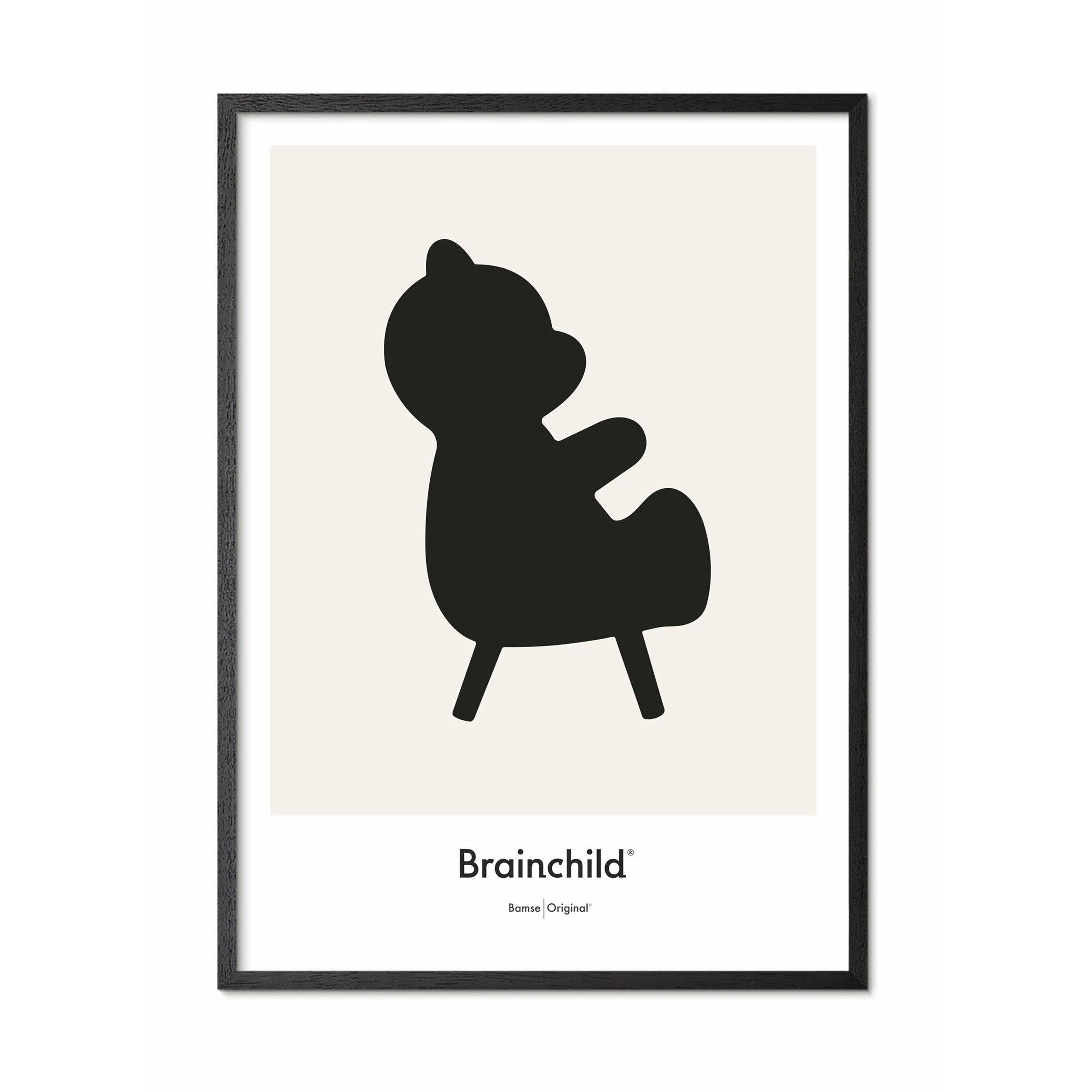 [product_category]-Brainchild Teddy Bear Design Icon Poster, Frame Made Of Black Lacquered Wood 50 X70 Cm, Grey-Brainchild-IG-71003-C-BRA-1