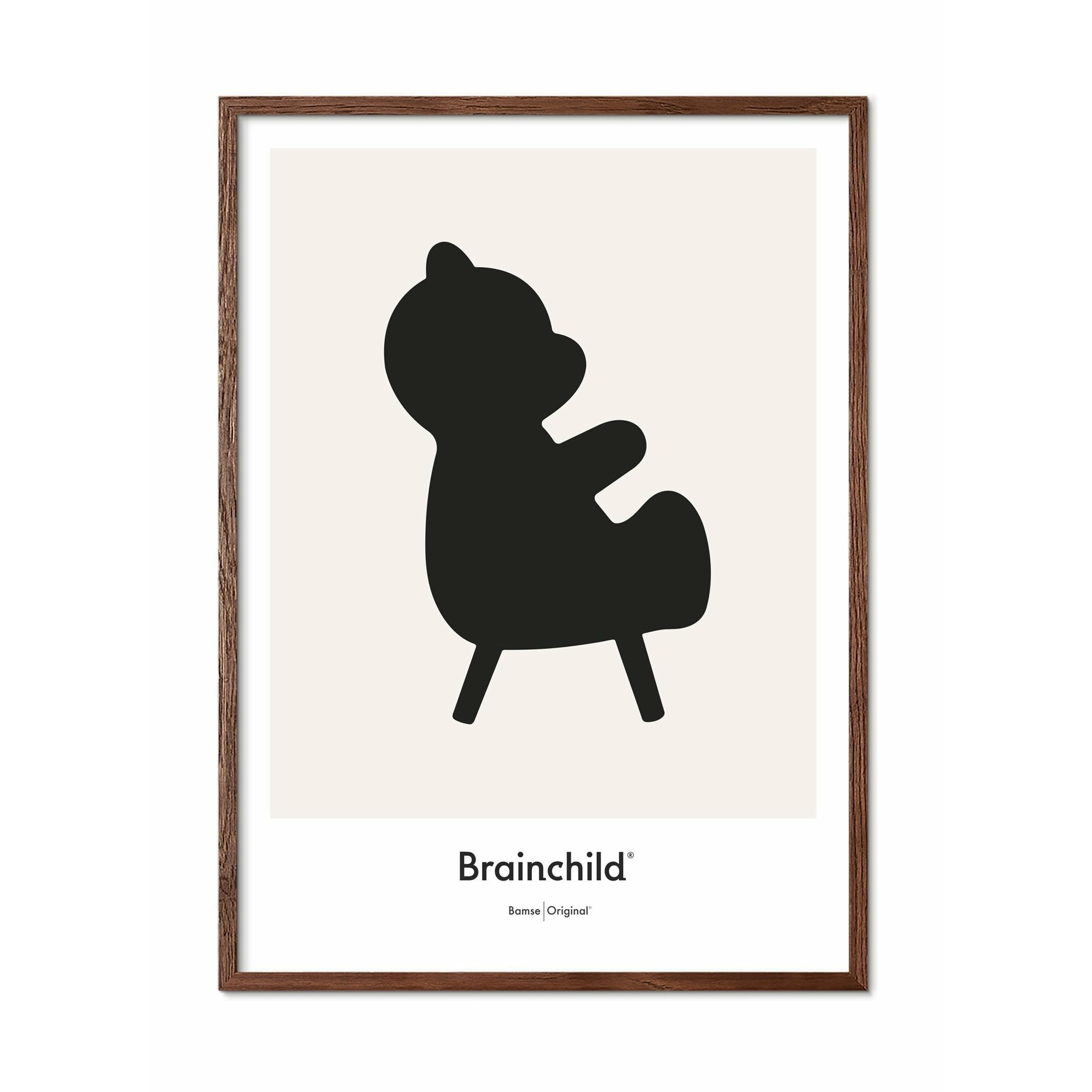 [product_category]-Brainchild Teddy Bear Design Icon Poster, Frame Made Of Dark Wood 50x70 Cm, Grey-Brainchild-IG-71003-B-BRA-1