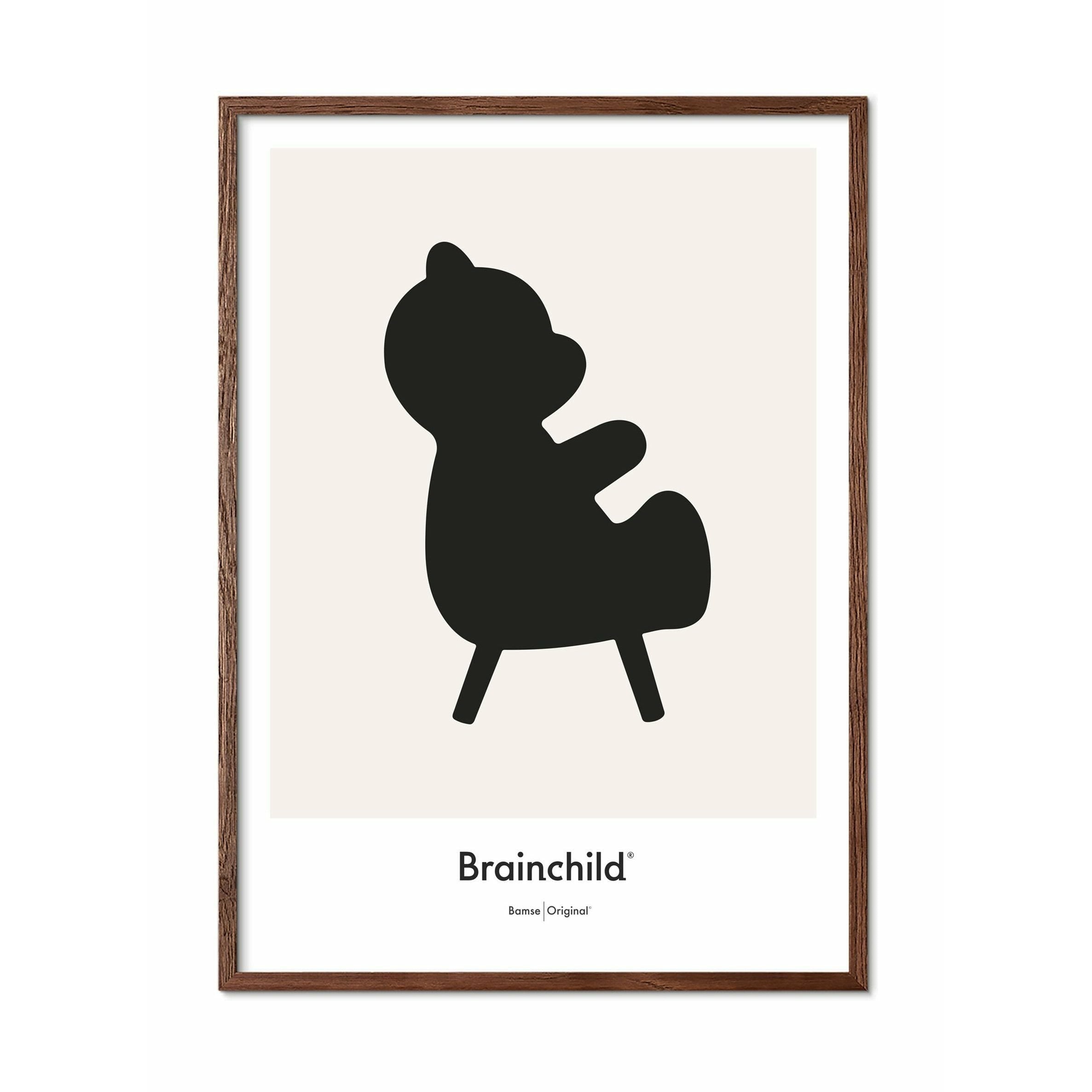 [product_category]-Brainchild Teddy Bear Design Icon Poster, Frame Made Of Dark Wood 70 X100 Cm, Grey-Brainchild-IG-71004-B-BRA-1