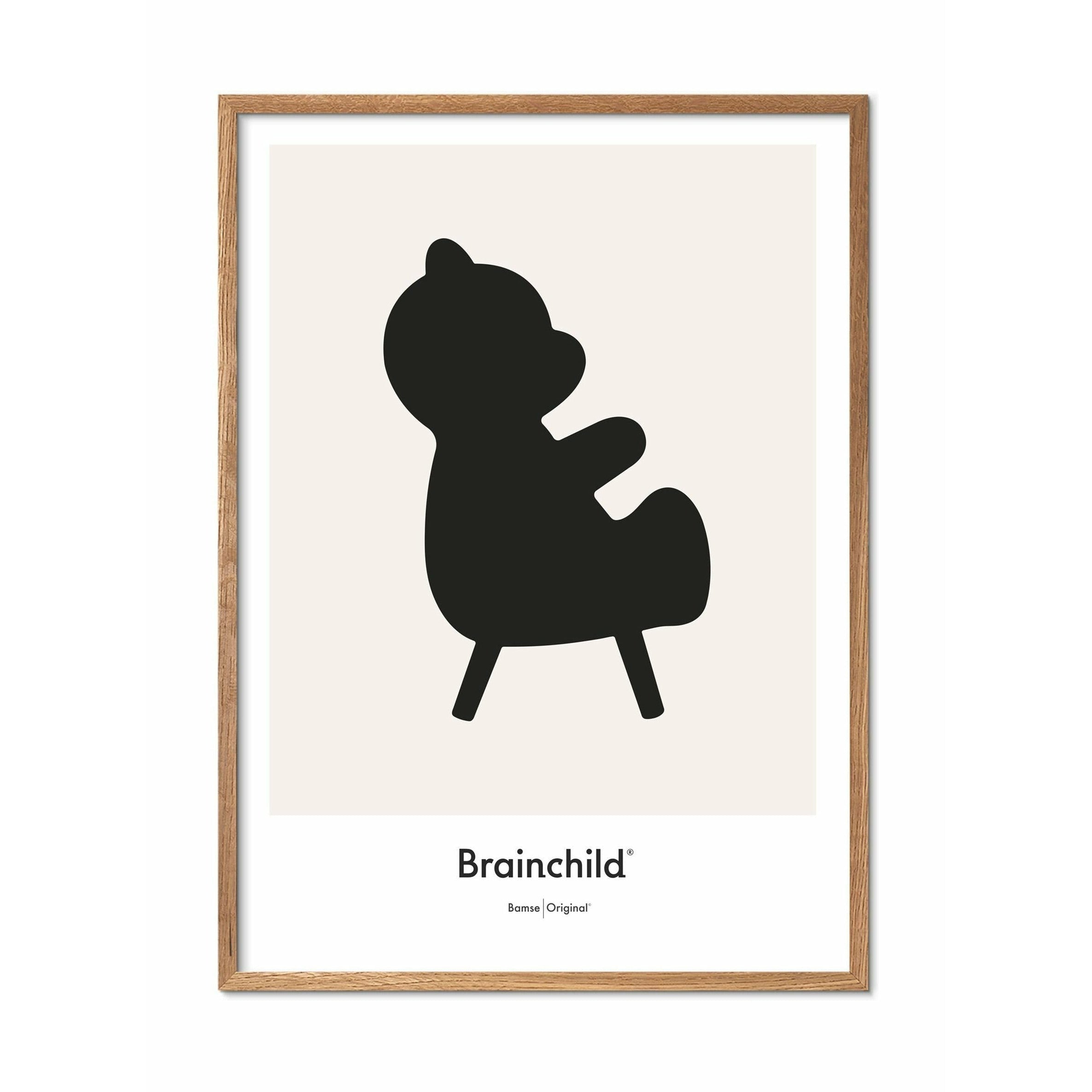 [product_category]-Brainchild Teddy Bear Design Icon Poster, Frame Made Of Light Wood 50 X70 Cm, Grey-Brainchild-IG-71003-A-BRA-1
