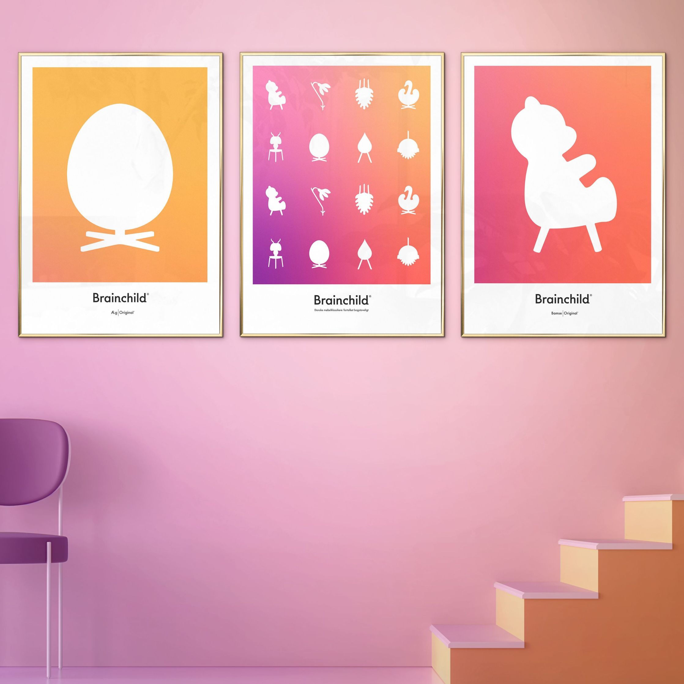 [product_category]-Brainchild Teddy Bear Design Icon Poster, Frame Made Of Light Wood A5, Orange-Brainchild-IF-71001-A-BRA-6