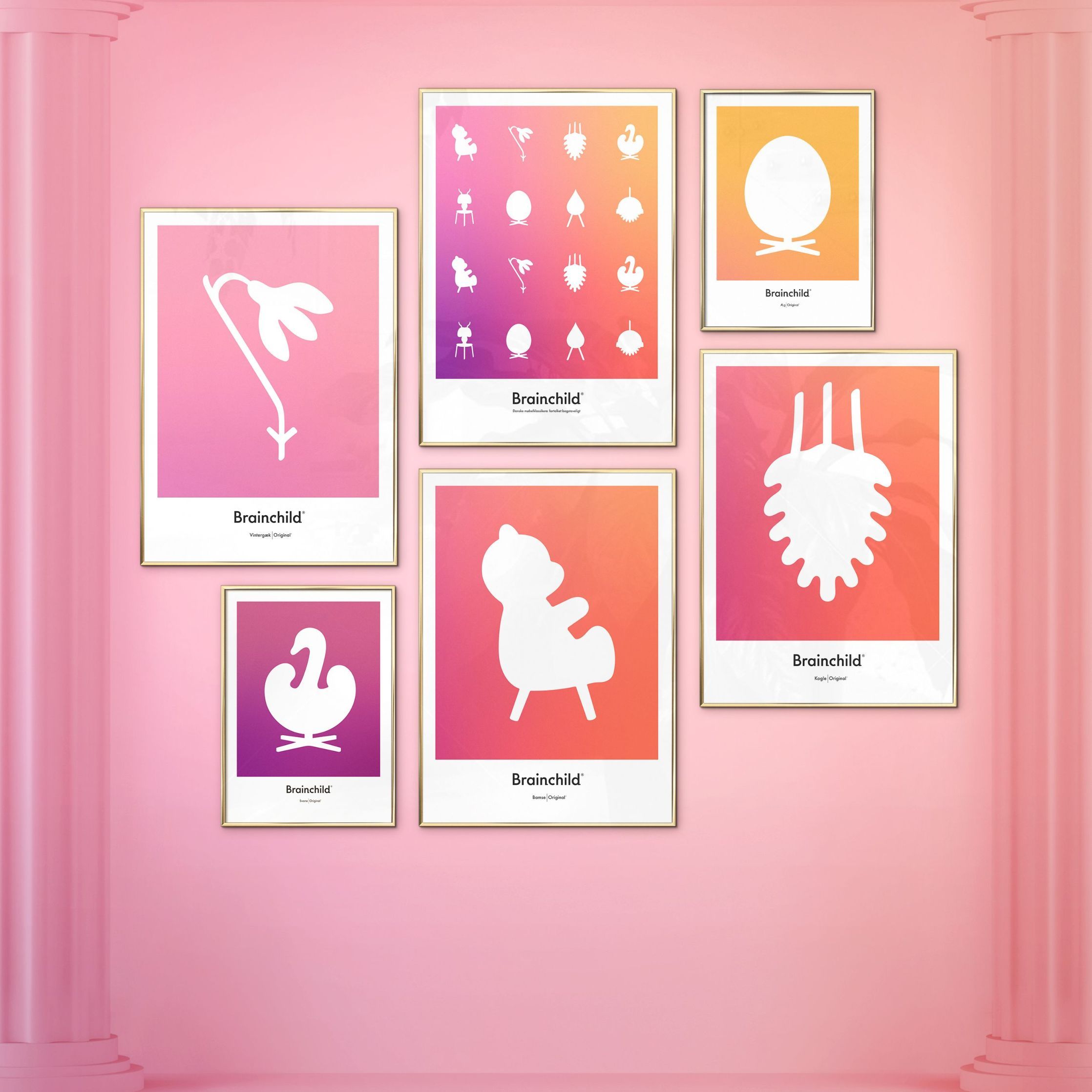 [product_category]-Brainchild Teddy Bear Design Icon Poster, Frame Made Of Light Wood A5, Orange-Brainchild-IF-71001-A-BRA-7