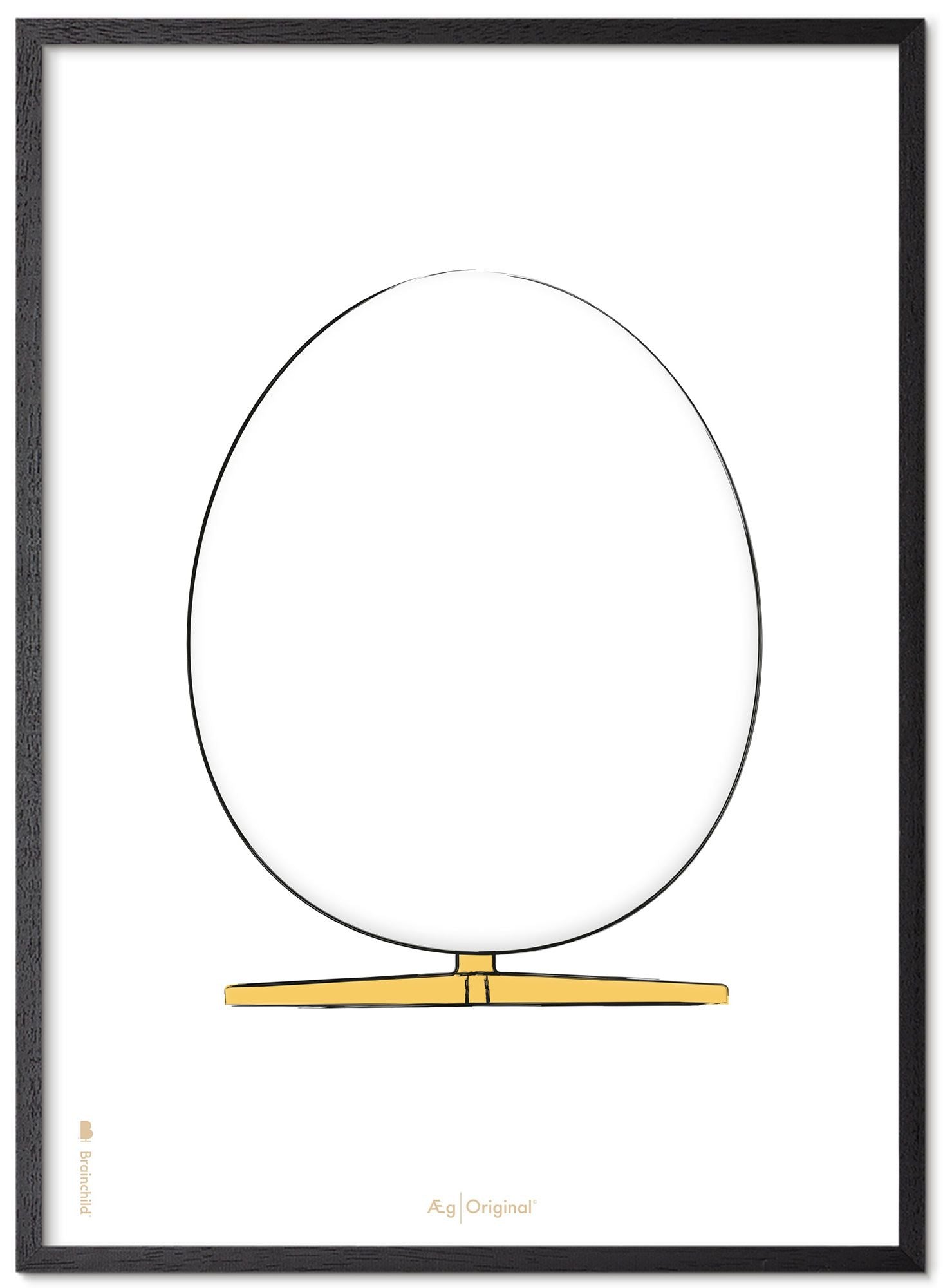 Brainchild Das Egg -Design -Skizze -Poster mit Rahmen aus schwarz lackiertem Holz A5, weißer Hintergrund