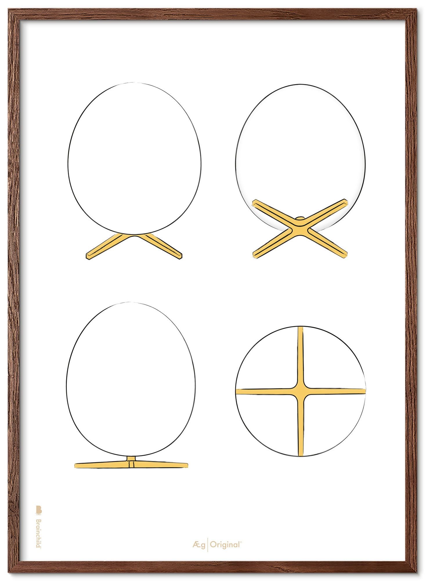 Brainchild The Egg Design Sketches Poster Frame Made Of Dark Wood 30x40 Cm, White Background