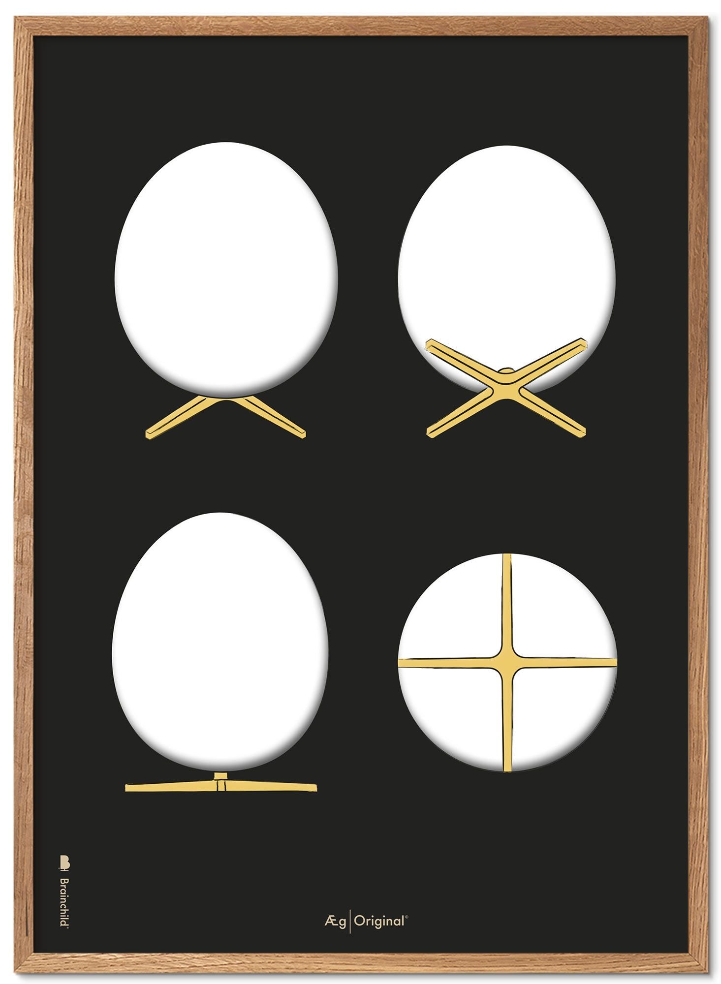 Brainchild The Egg Design Sketches Poster Frame Made Of Light Wood 50x70 Cm, Black Background