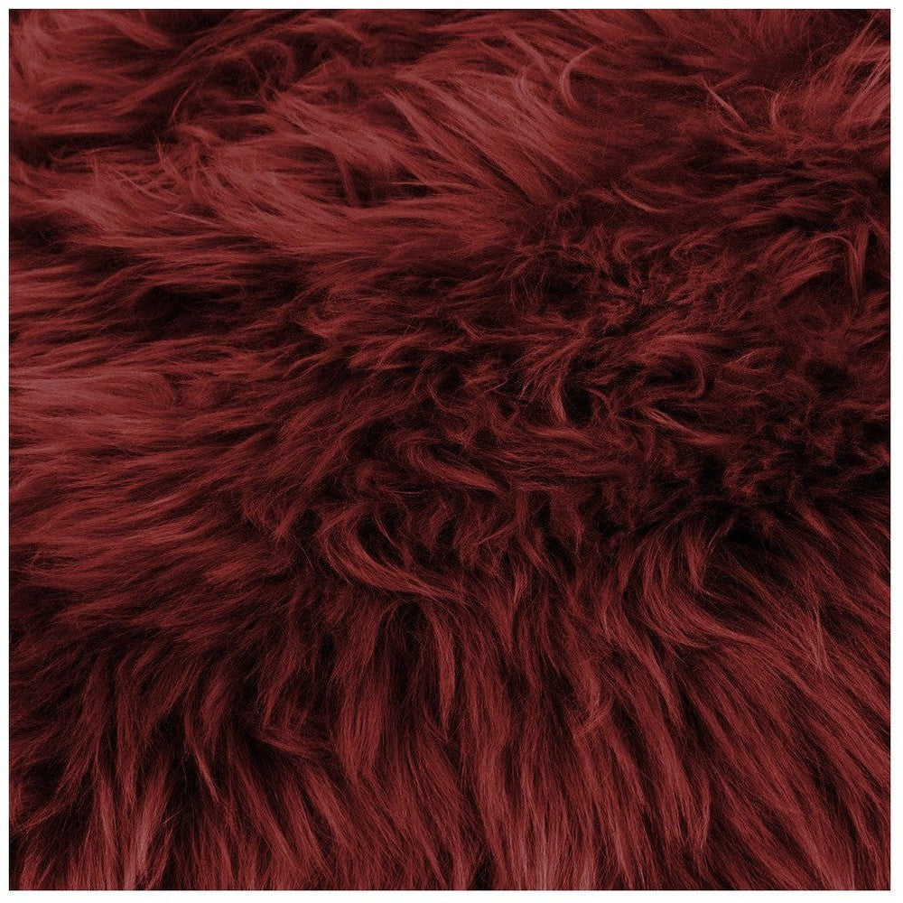 [product_category]-Burgundy red genuine sheepskin throw pillow-Purple Bellerophon-1