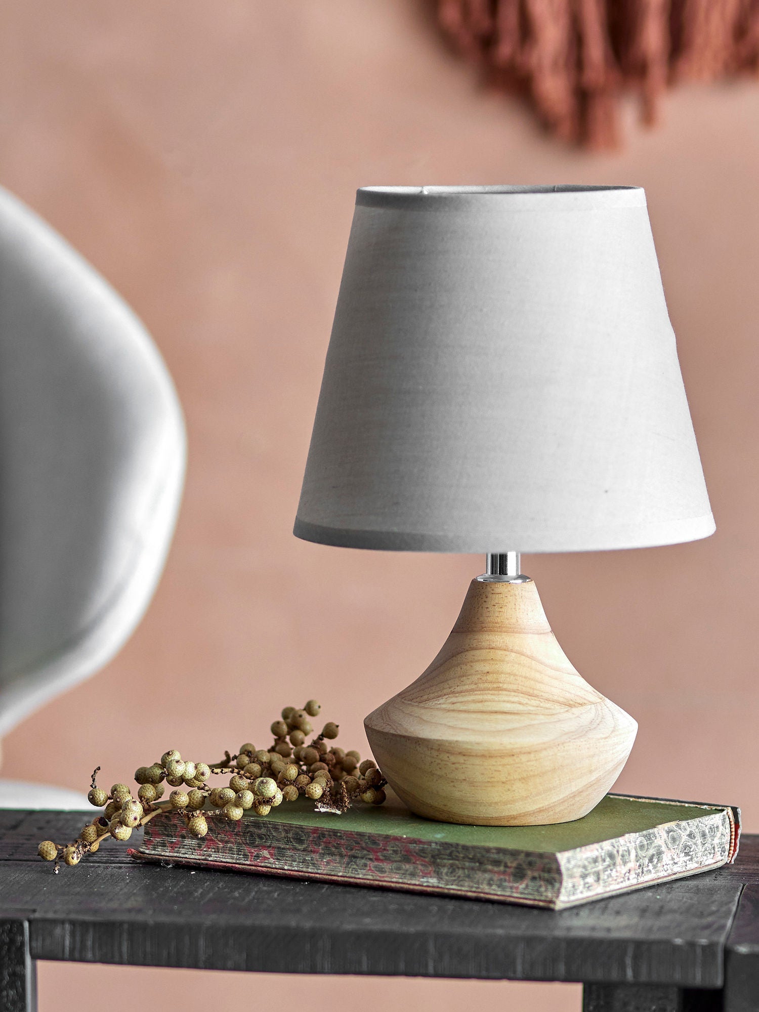 Creative Collection Panola Table Lamp, Nature, Rubberwood