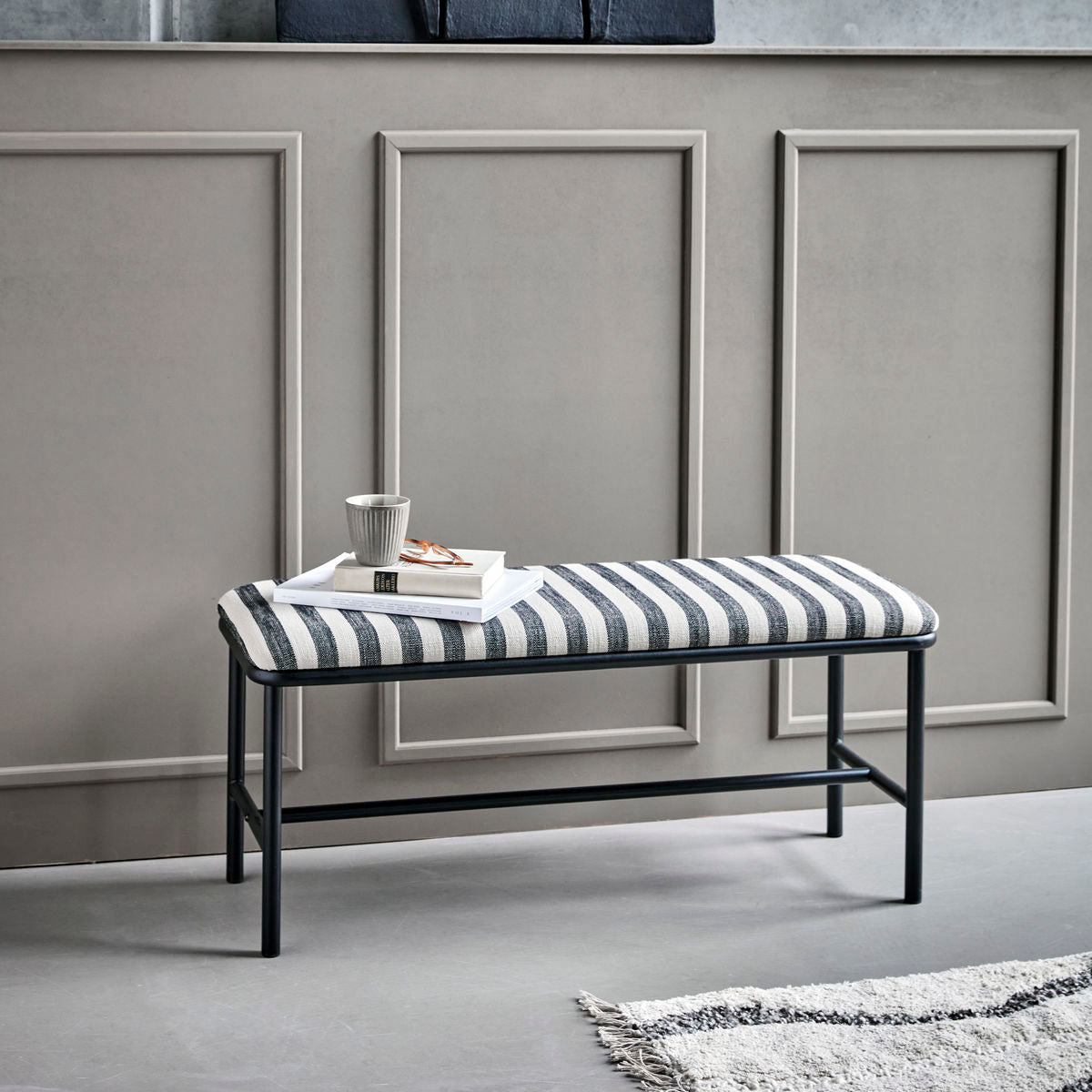 House Doctor Bench, hdtoda, noir / off-blanc