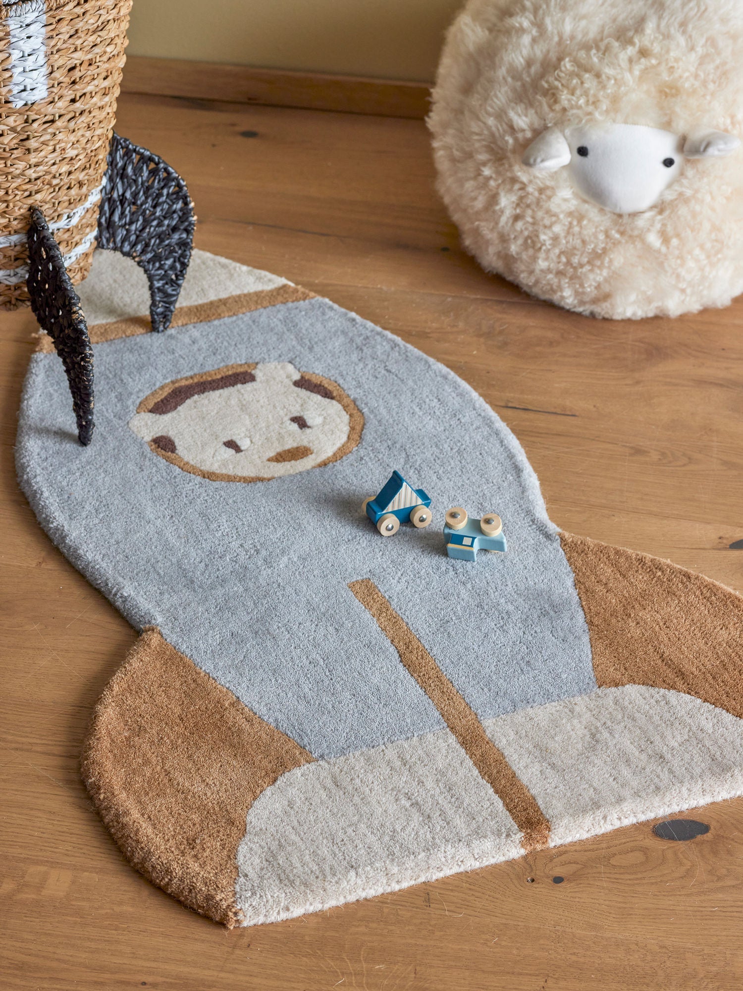 Bloomingville mini tapis spatial, bleu, laine