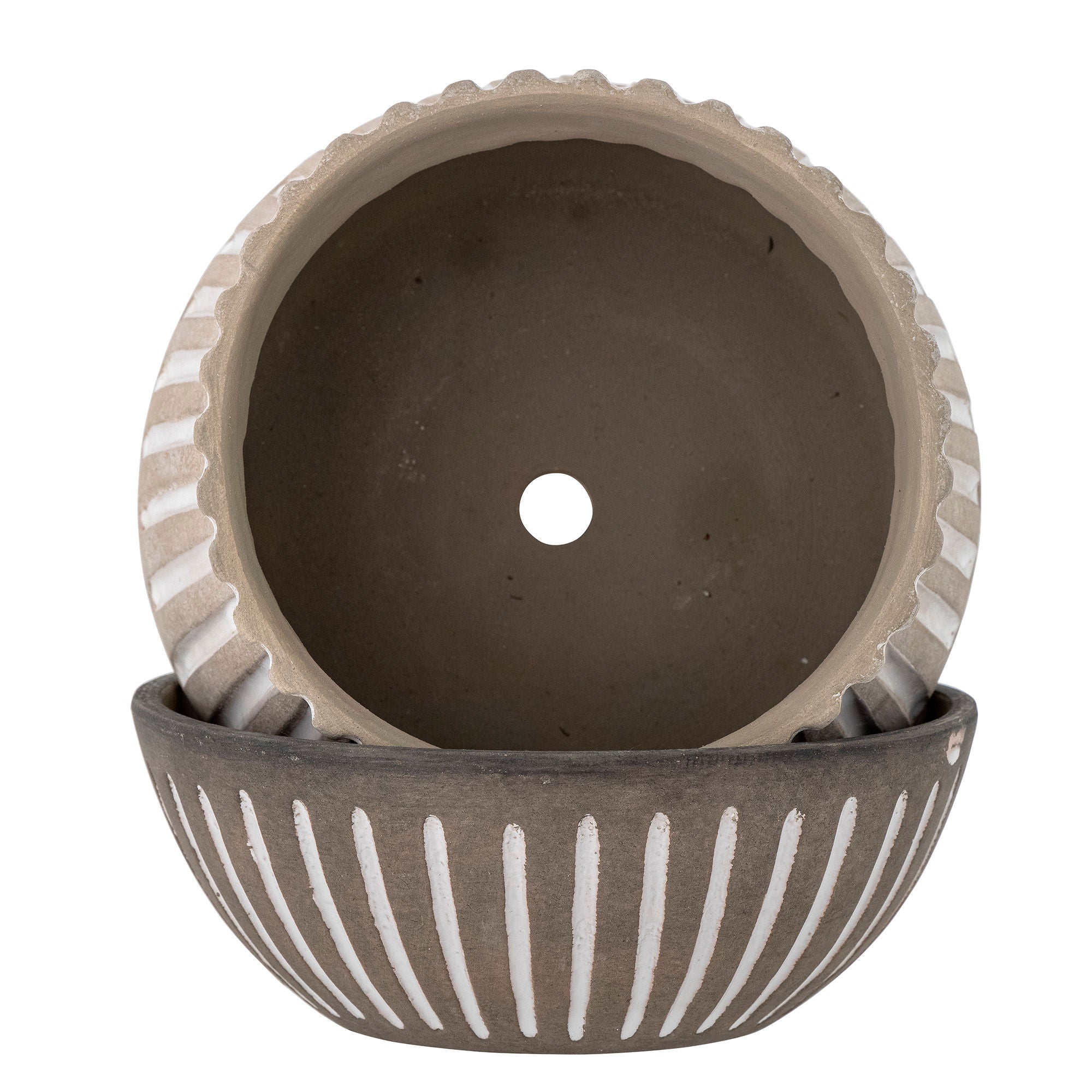 Bloomingville Neliya Flowerpot w/Saucer, Grey, Terracotta