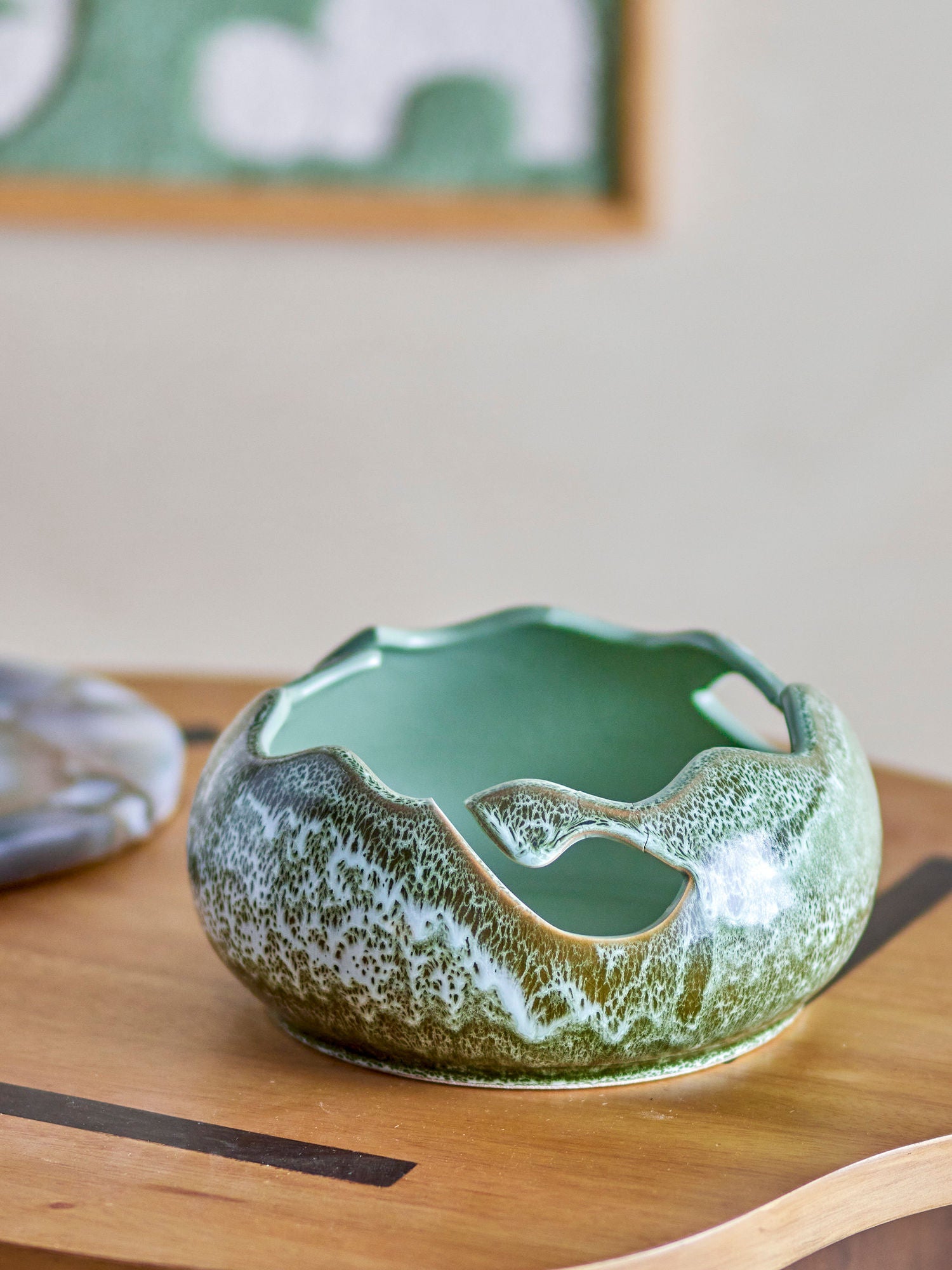 Bloomingville Leonas Deco Bowl, Green, Stoneware