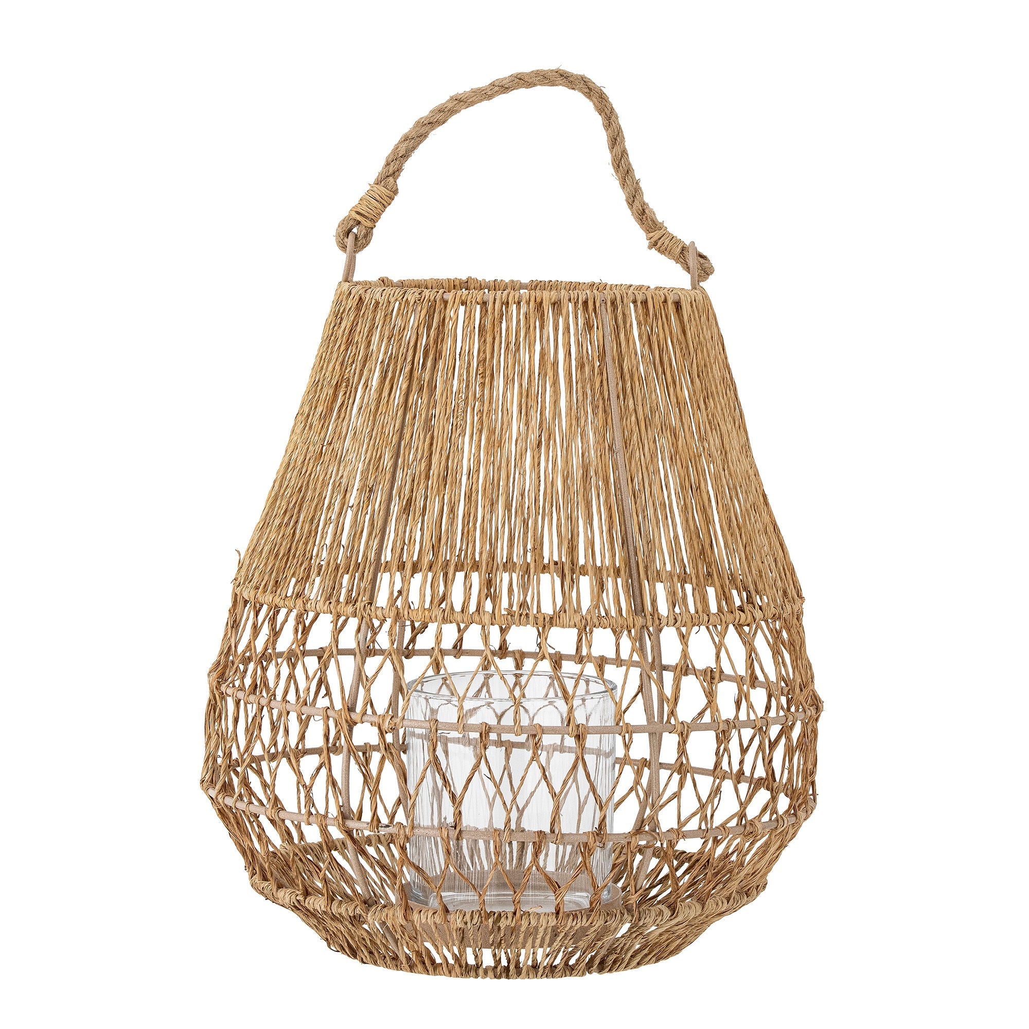 Bloomingville Ramona Lantern mit Glas, Natur, Jute