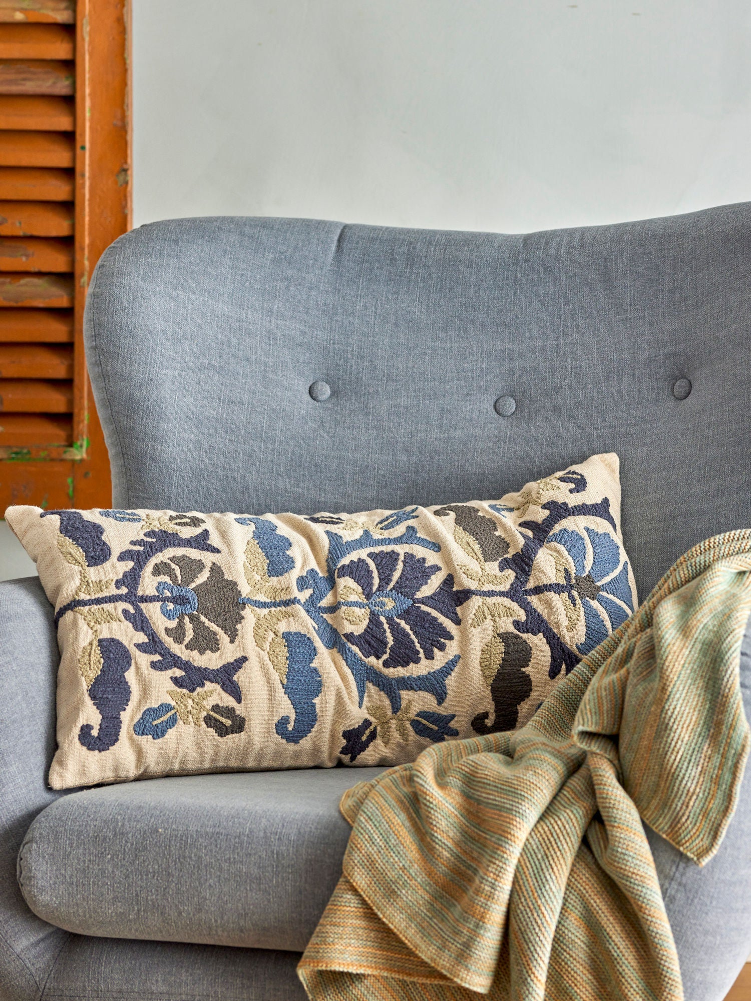 Creatieve collectie Anzio Cushion, Blue, Cotton