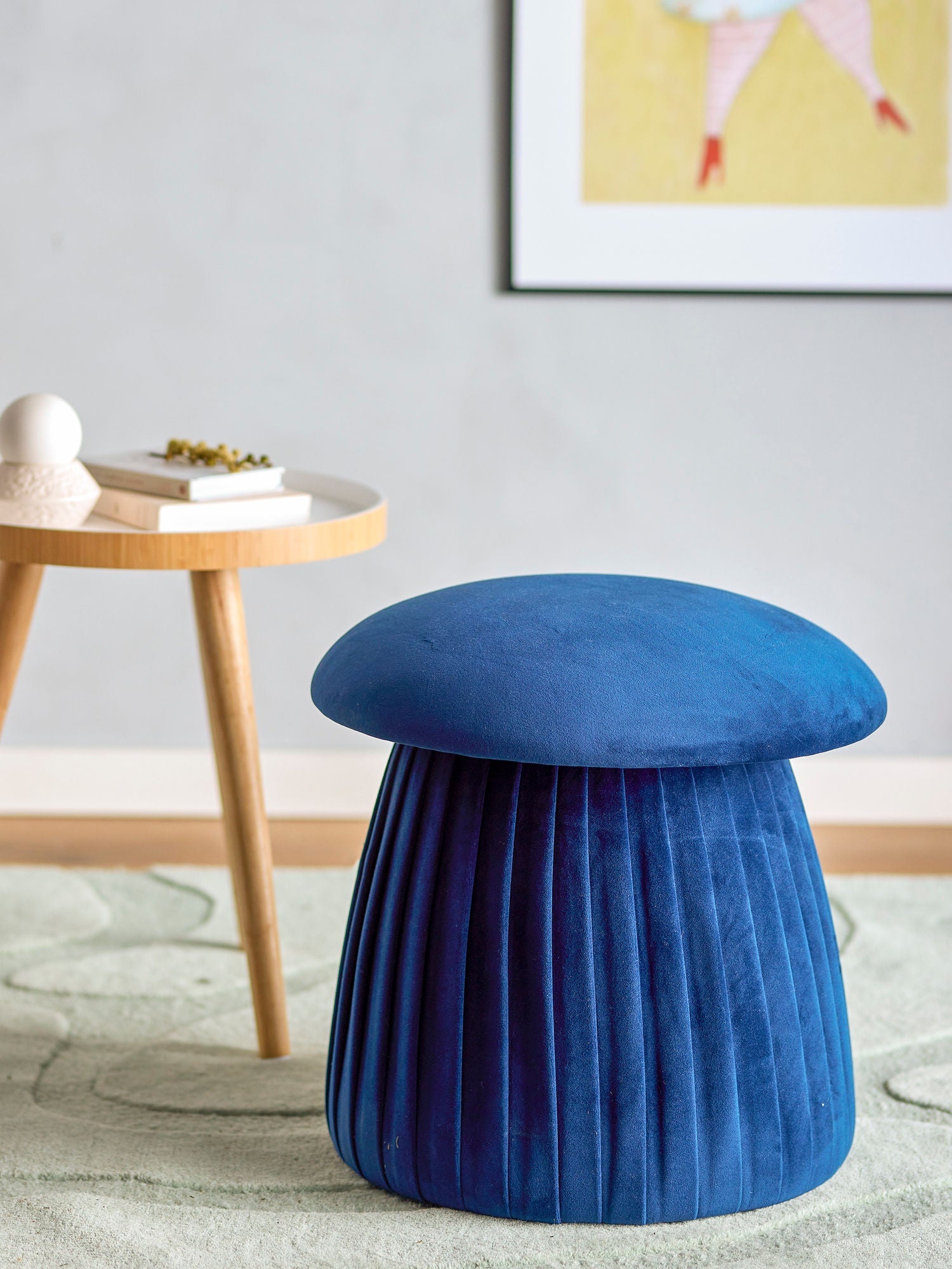 Bloomingville Roberta Pouf, Blau, recyceltes Polyester