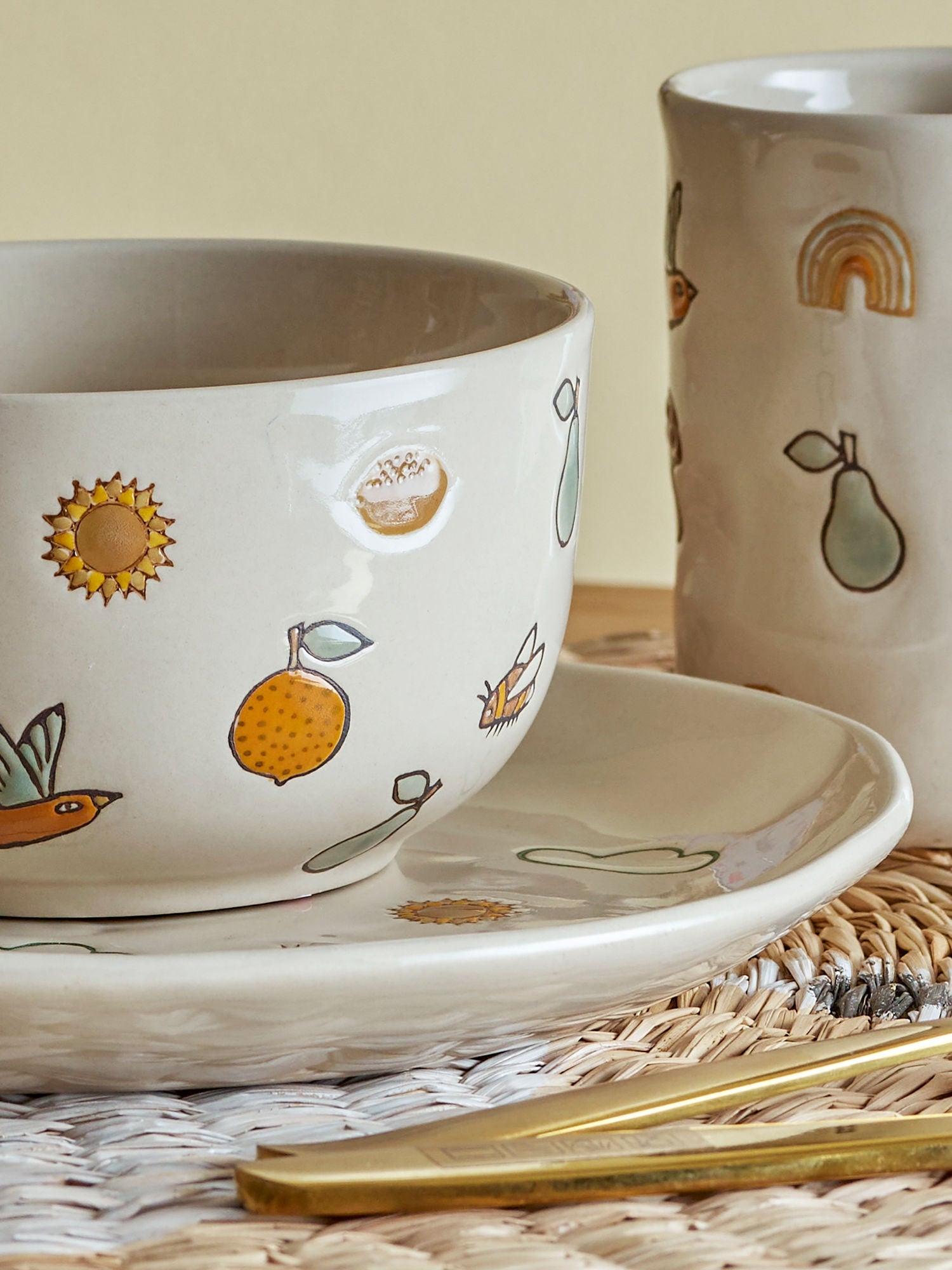 Bloomingville Mini Agnes Tableware Conjunto, branco, grés de grés