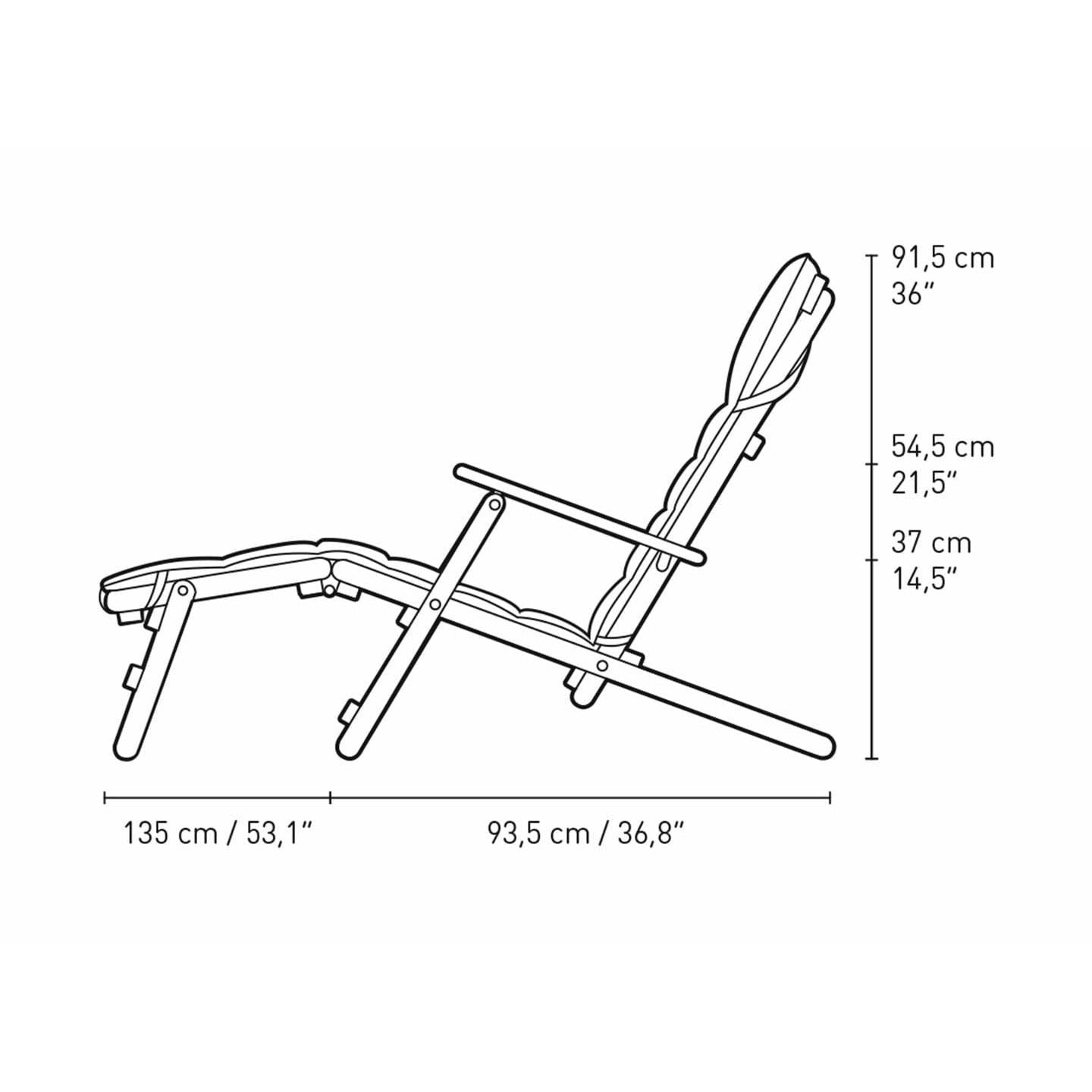 Carl Hansen BM5565 Cadeira de deck estendida, teca não tratada